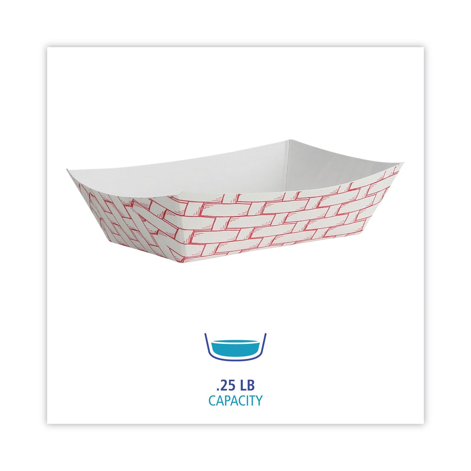 Paper Food Baskets, 0.25 lb Capacity, 2.69 x 4 x 1.05, Red/White, 1,000/Carton -