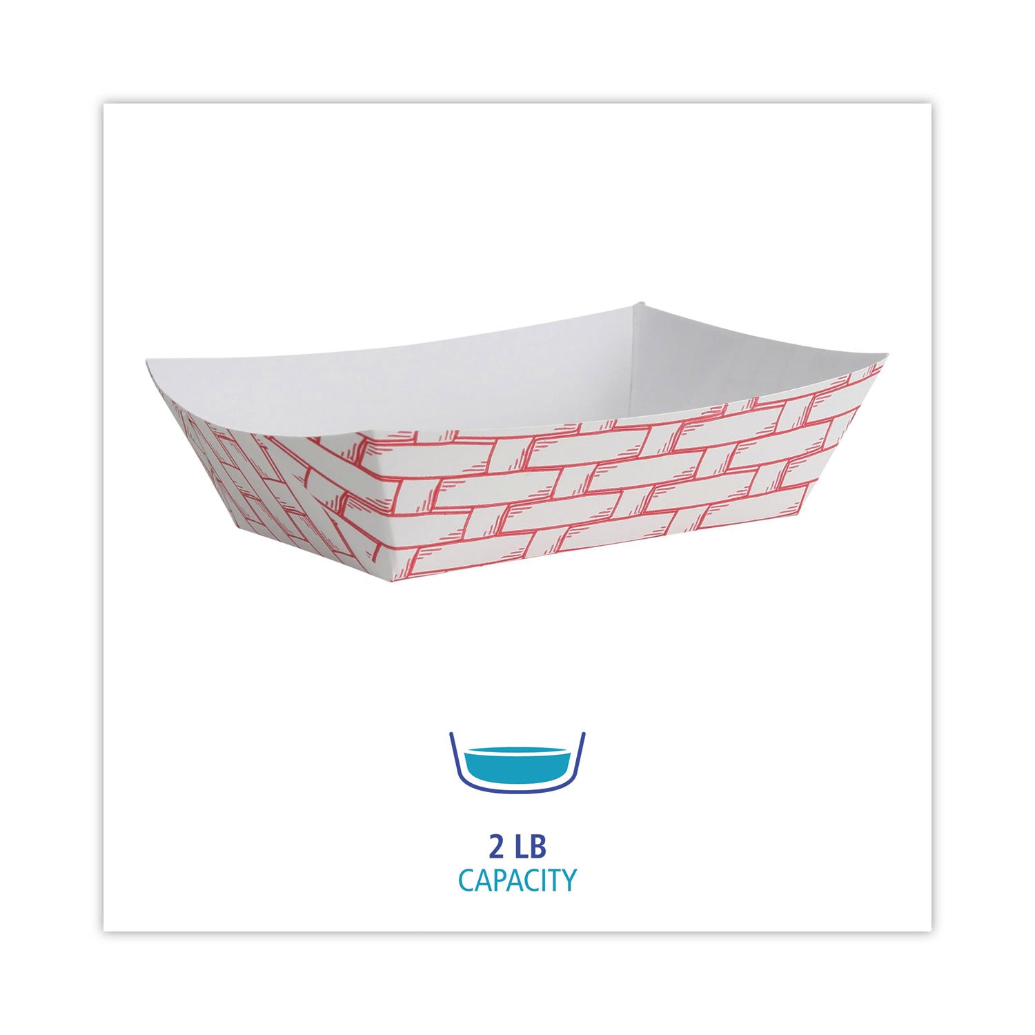 Paper Food Baskets, 2 lb Capacity, Red/White, 1,000/Carton -
