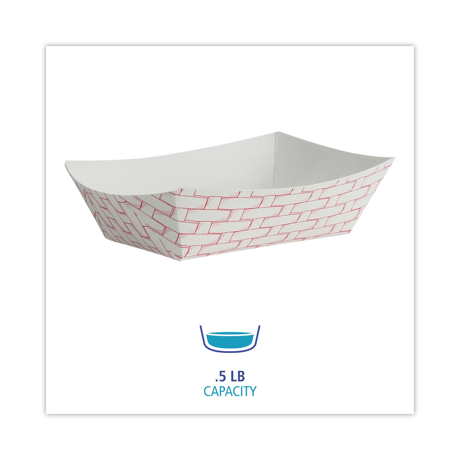 Paper Food Baskets, 0.5 lb Capacity, Red/White, 1,000/Carton -