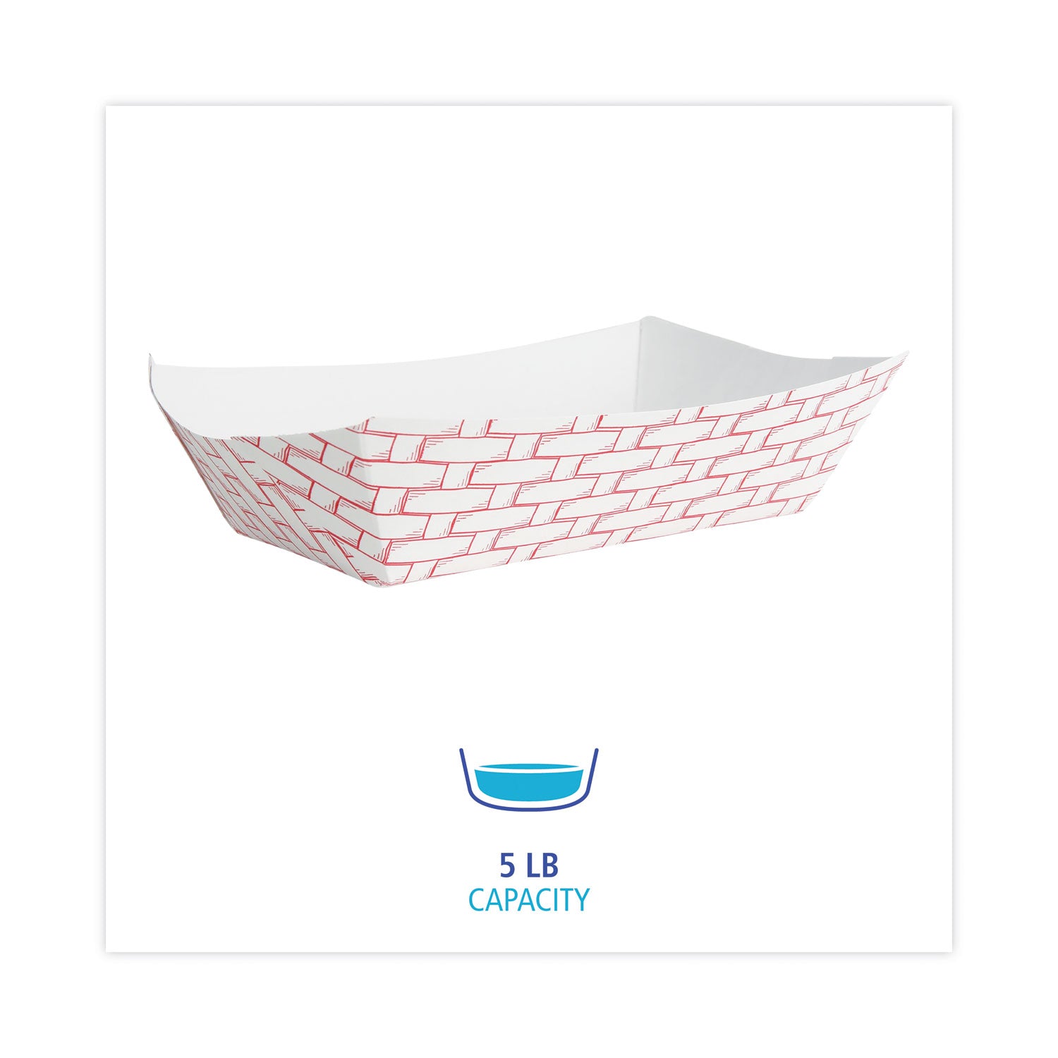 Paper Food Baskets, 5 lb Capacity, Red/White, 500/Carton -