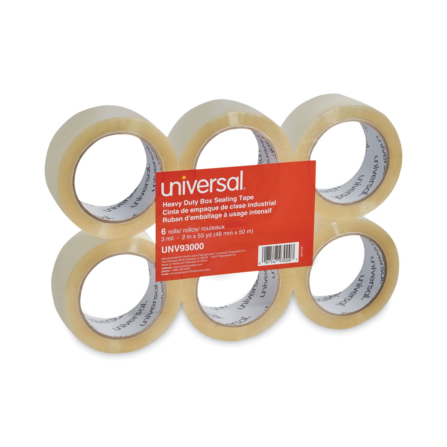 Heavy-Duty Box Sealing Tape, 3" Core, 1.88" x 54.6 yds, Clear, 6/Box -