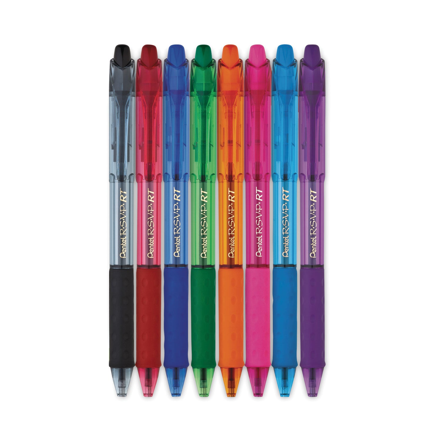 R.S.V.P. RT Ballpoint Pen, Retractable, Medium 1 mm, Assorted Ink Colors, Clear Barrel, 8/Pack -