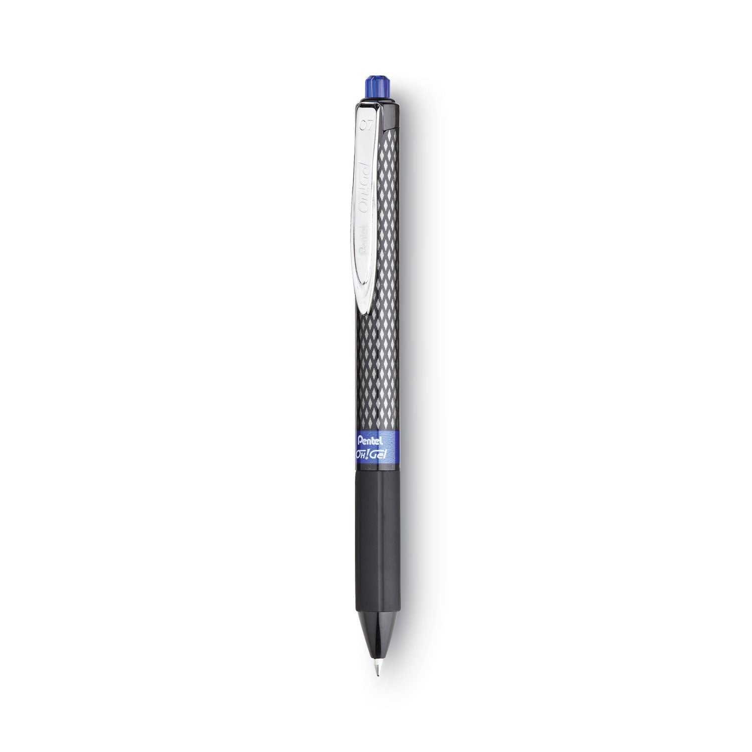 Oh! Gel Pen, Retractable, Medium 0.7 mm, Blue Ink, Black Barrel, Dozen -
