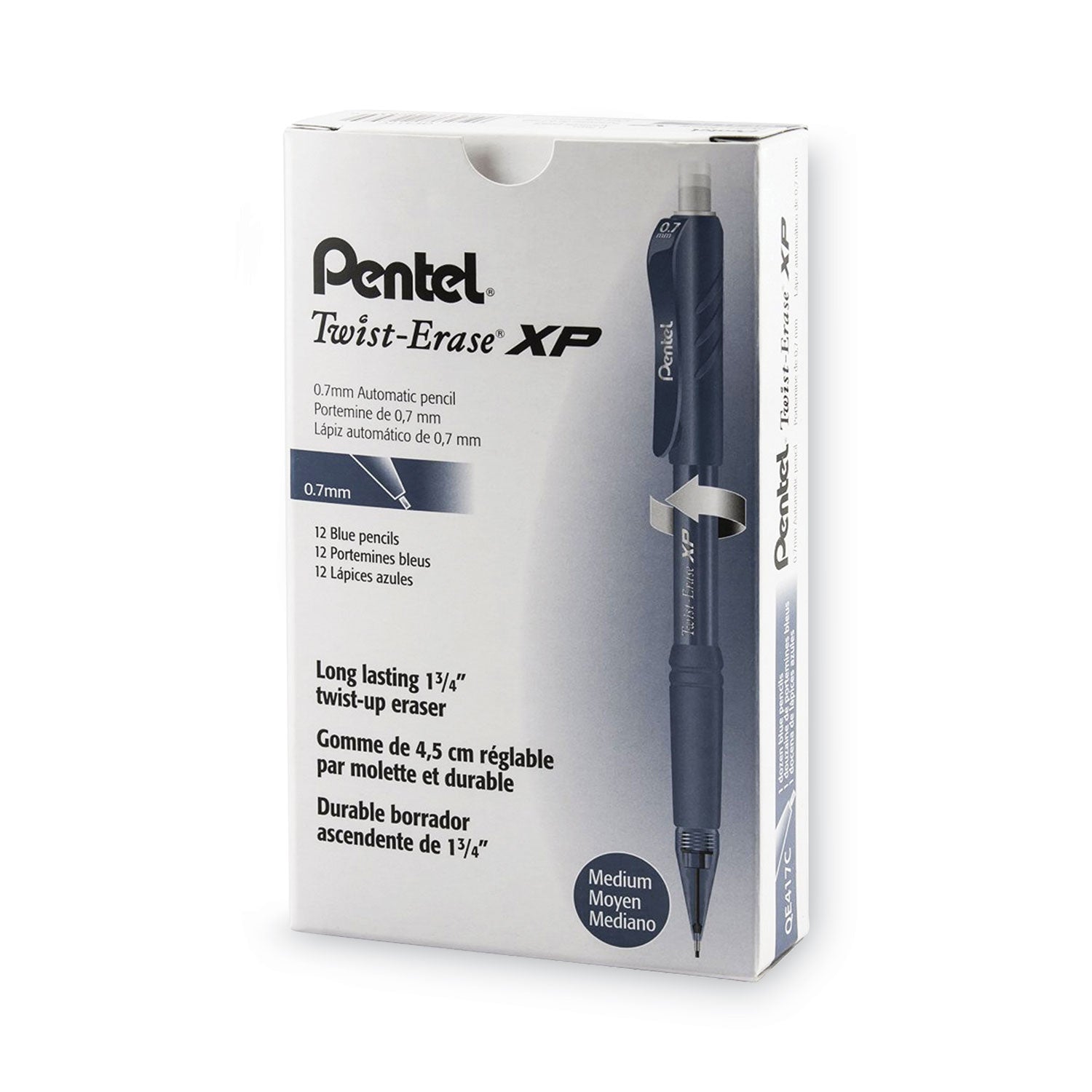 Twist-Erase EXPRESS Mechanical Pencil, 0.7 mm, HB (#2), Black Lead, Blue Barrel, Dozen -
