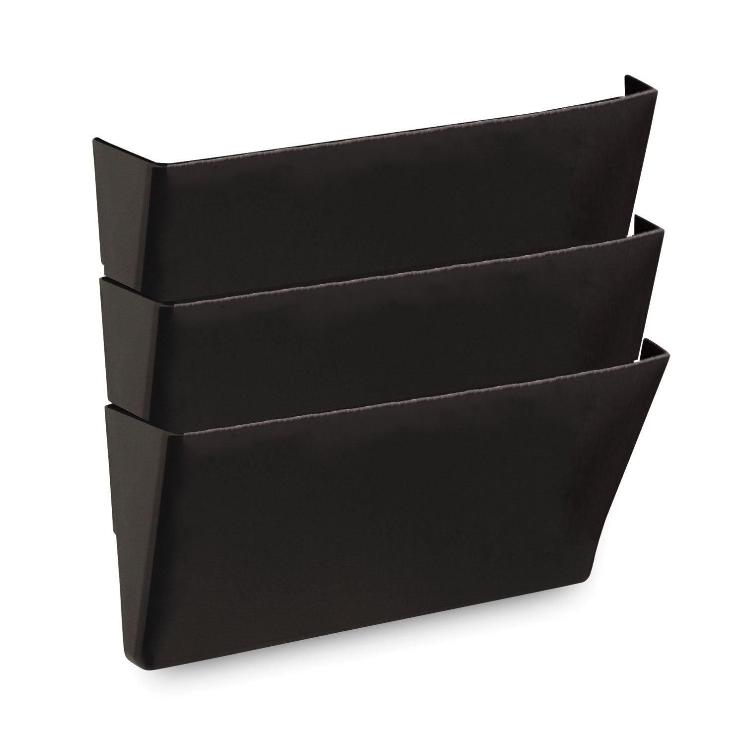 Wall File Pockets, 3 Sections, Letter Size,13" x 4.13" x 14.5", Black, 3/Pack -