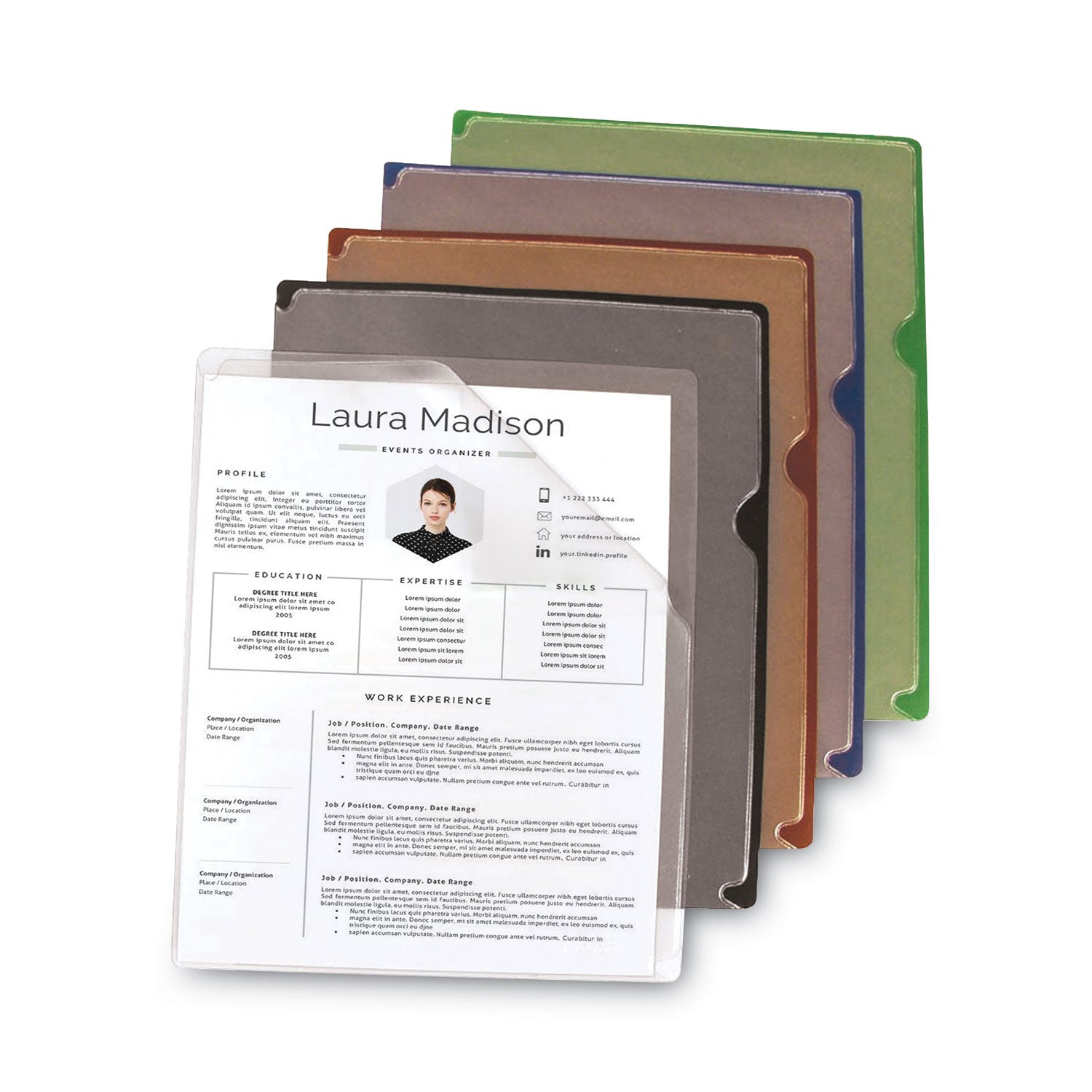 Deluxe Vinyl Project Folders, Letter Size, Assorted Colors, 35/Box -
