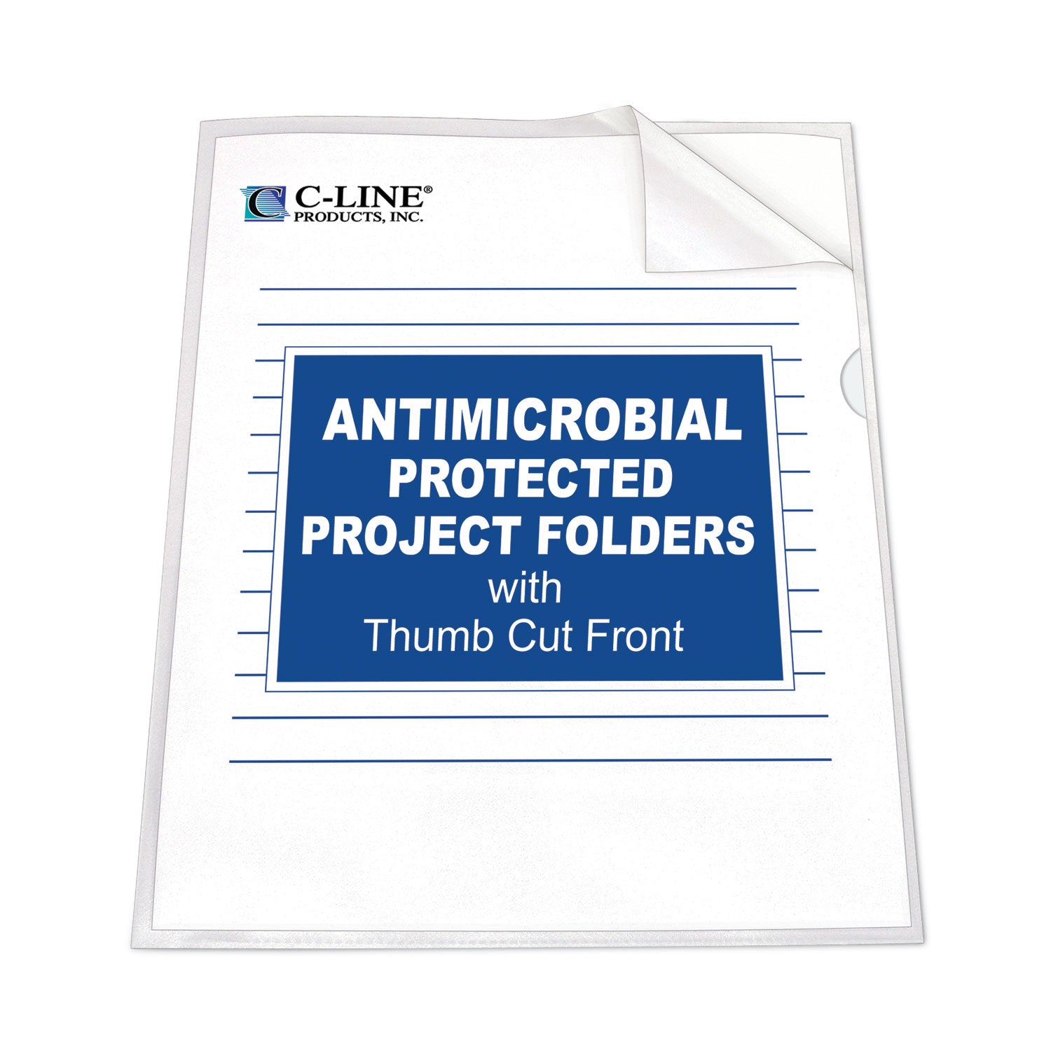 Antimicrobial Protected Poly Project Folders, Letter Size, Clear, 25/Box -