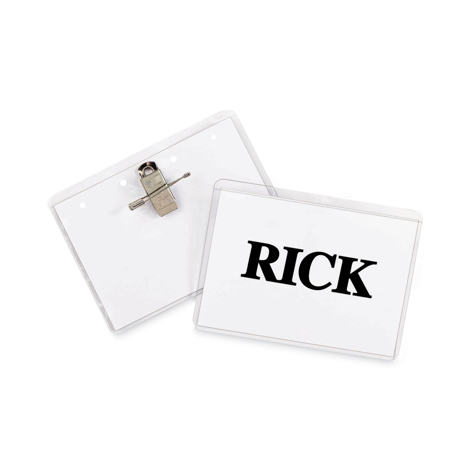 Name Badge Kits, Top Load, 3 1/2 x 2 1/4, Clear, Combo Clip/Pin, 50/Box -