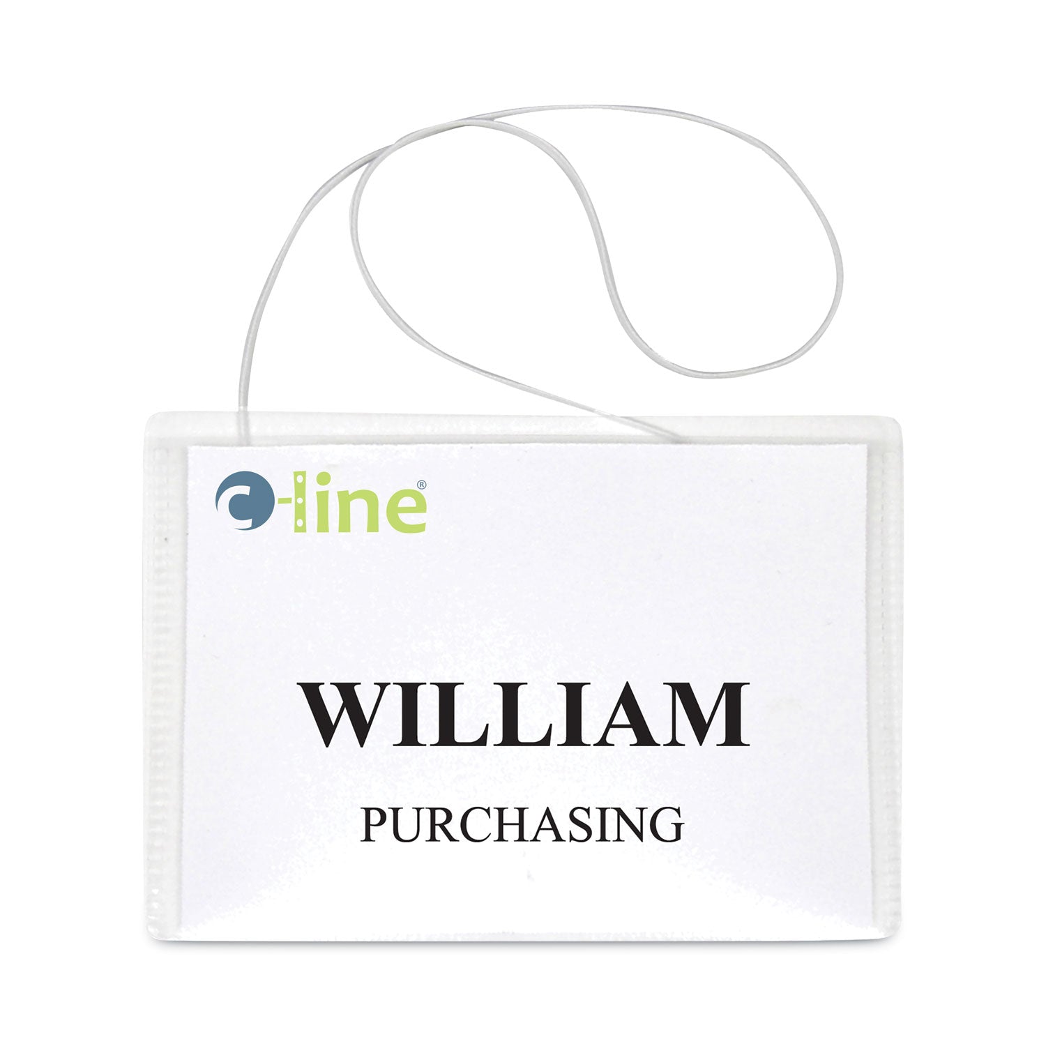 Name Badge Kits, Top Load, 4 x 3, Clear, Elastic Cord, 50/Box -