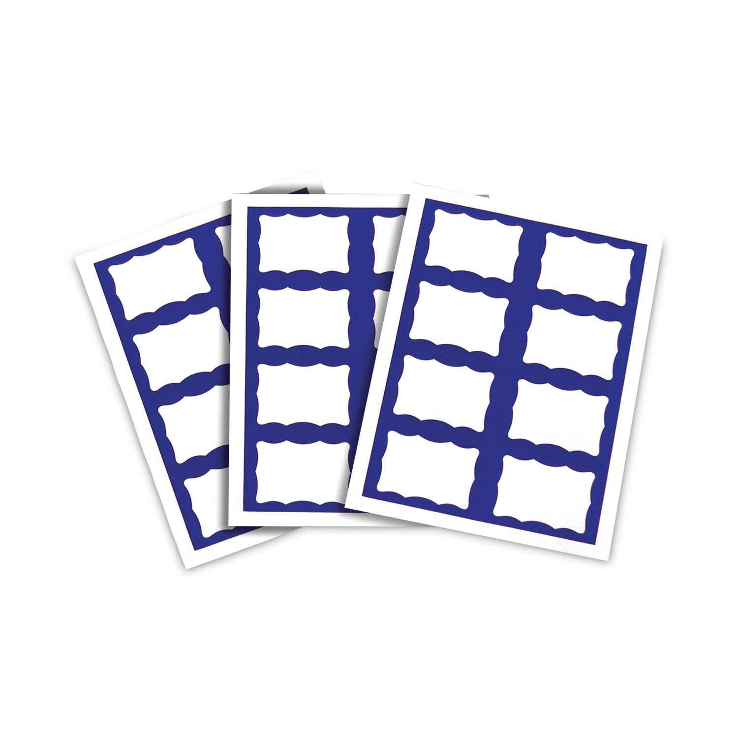 Laser Printer Name Badges, 3 3/8 x 2 1/3, White/Blue, 200/Box -
