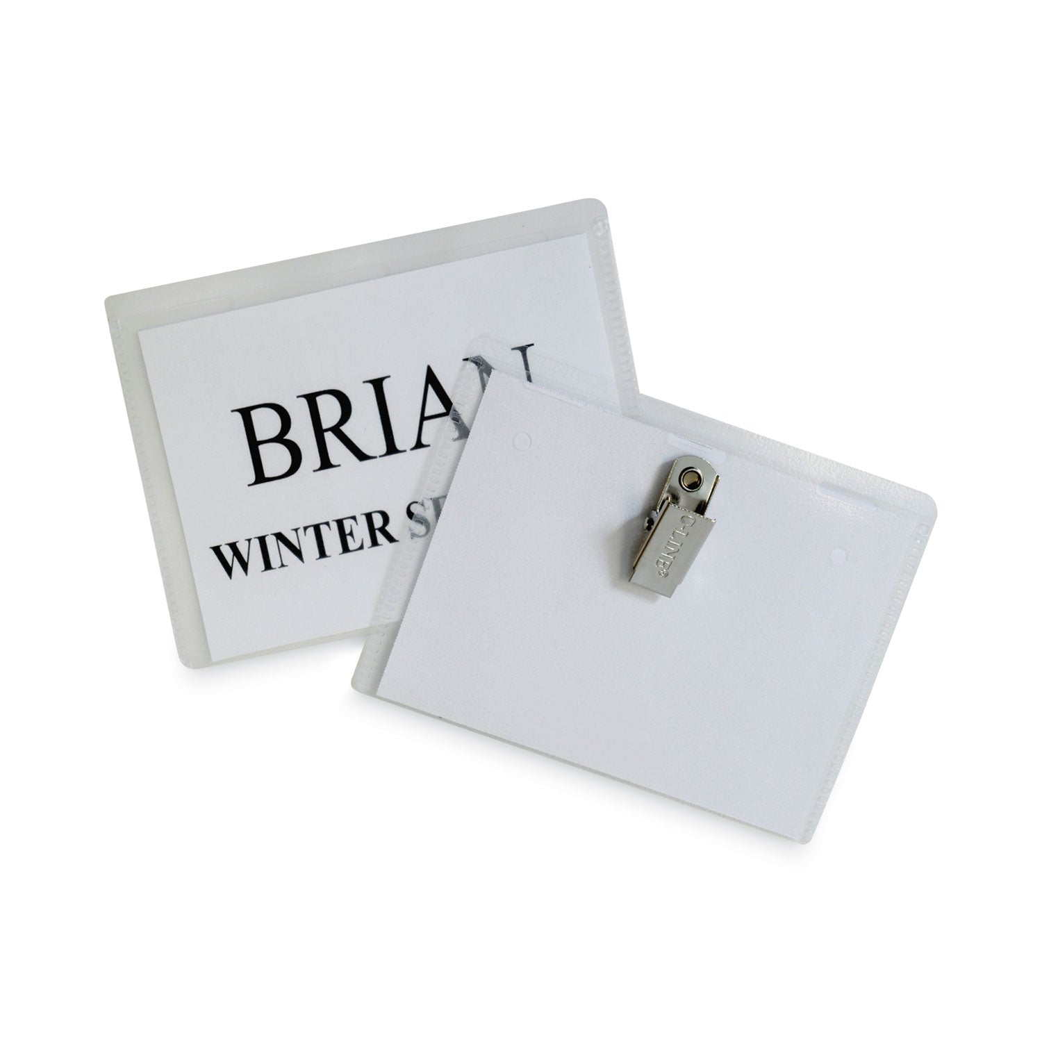 Name Badge Kits, Top Load, 3 1/2 x 2 1/4, Clear, 50/Box -