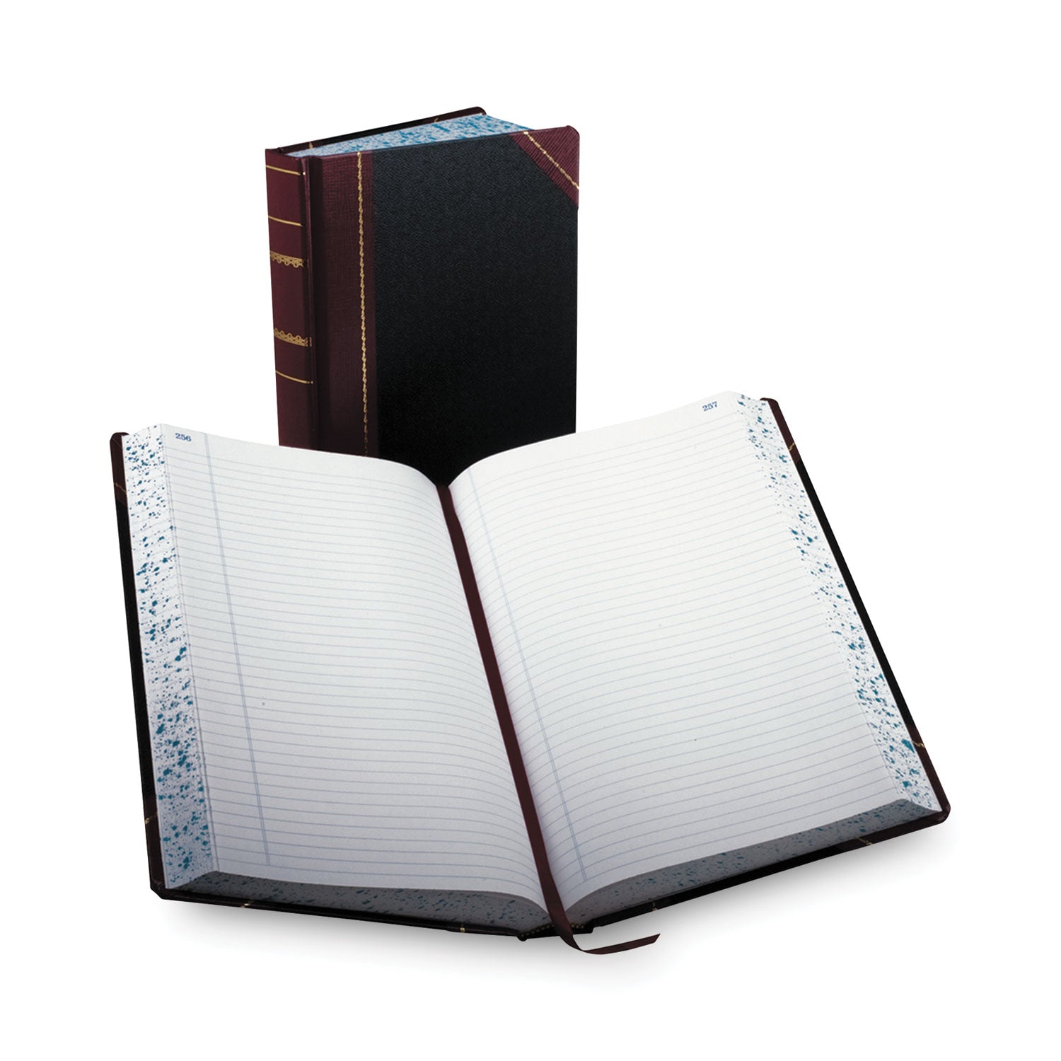 Account Record Book, Record-Style Rule, Black/Red/Gold Cover, 13.75 x 8.38 Sheets, 500 Sheets/Book -
