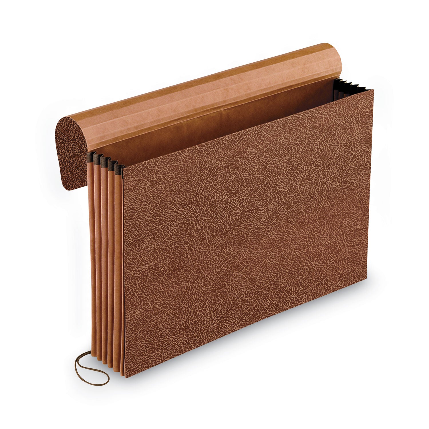 Standard Expanding Wallet with Fiber Gussets, 5.25" Expansion, 1 Section, Elastic Cord Closure, Legal Size, Red Fiber -