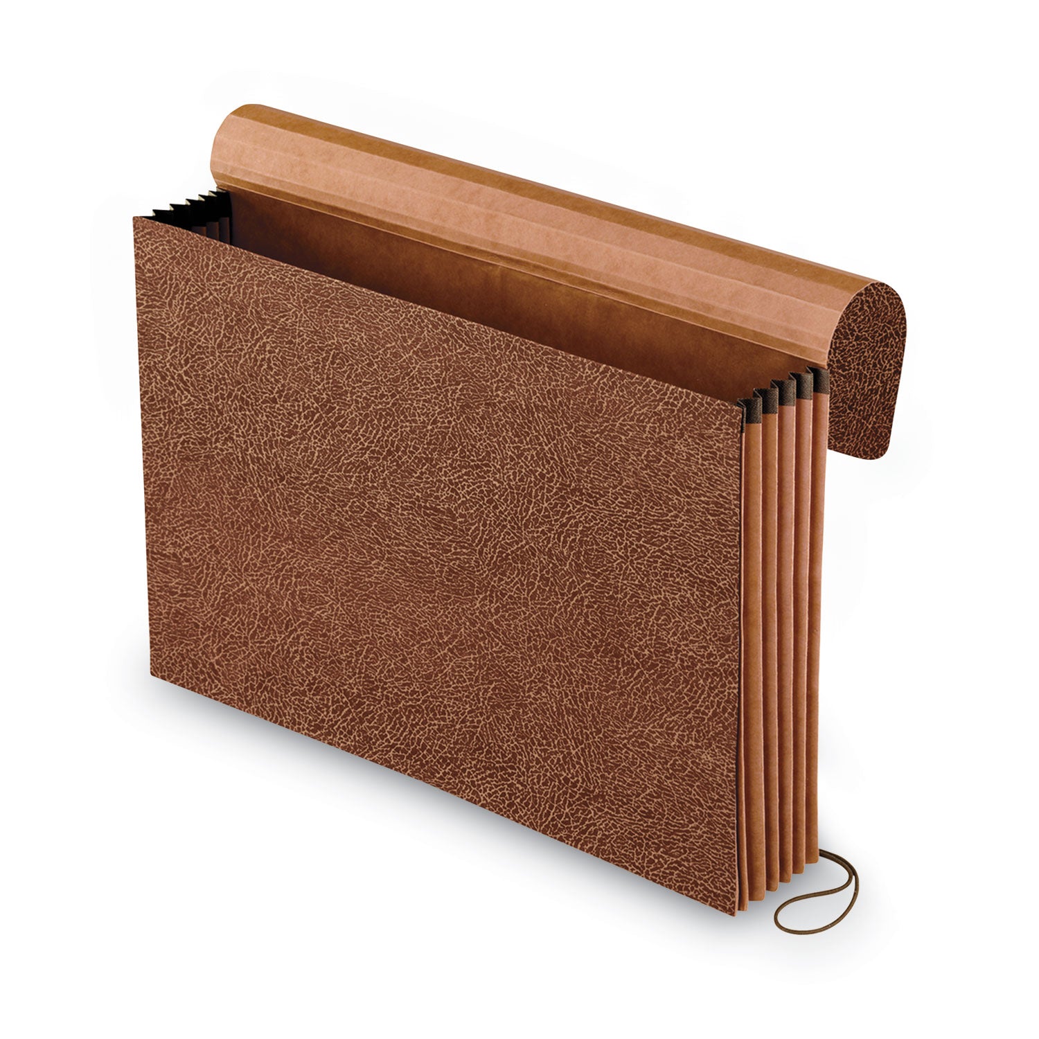 Standard Expanding Wallet with Fiber Gussets, 5.25" Expansion, 1 Section, Elastic Cord Closure, Legal Size, Red Fiber -