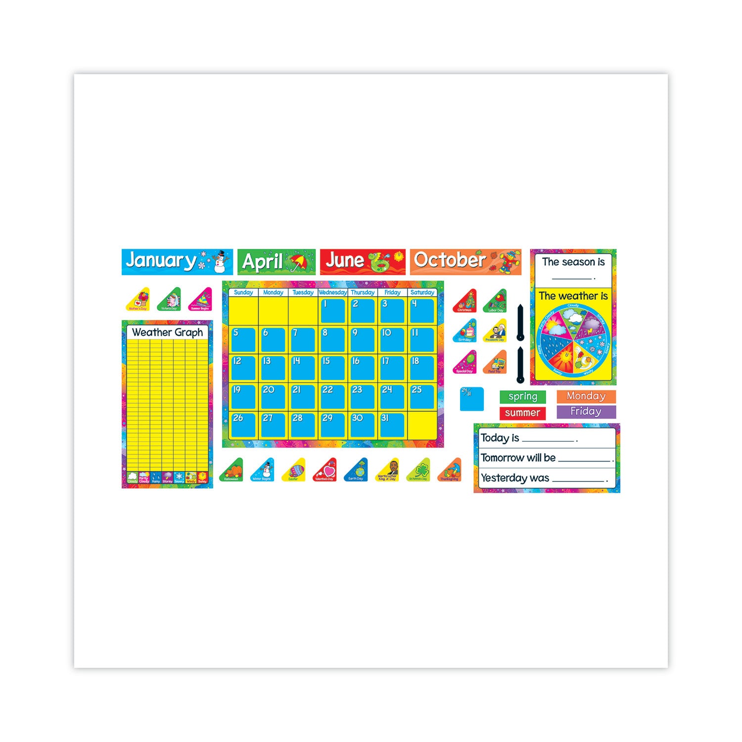Year Around Calendar Bulletin Board Set, 22" x 17 -