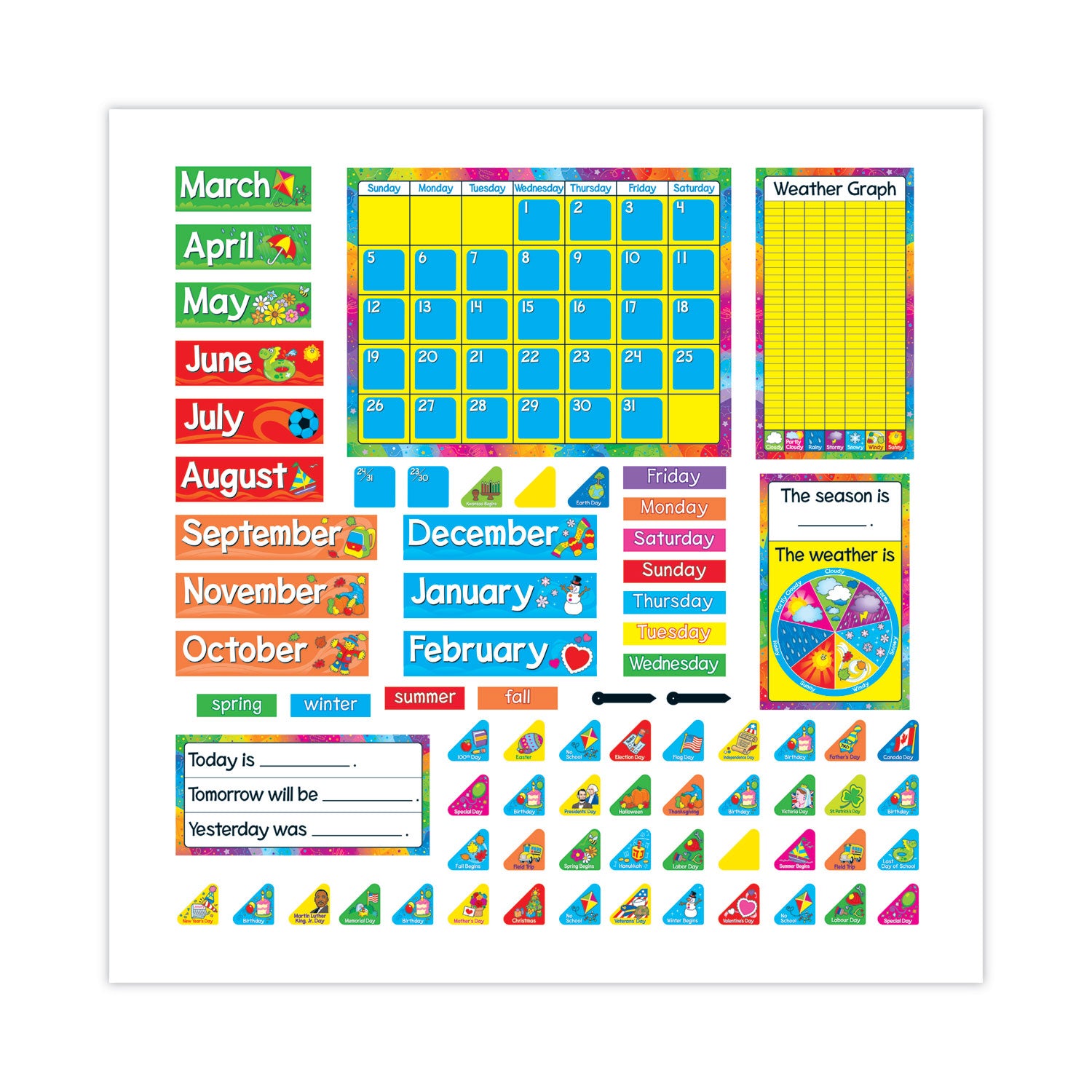 Year Around Calendar Bulletin Board Set, 22" x 17 -