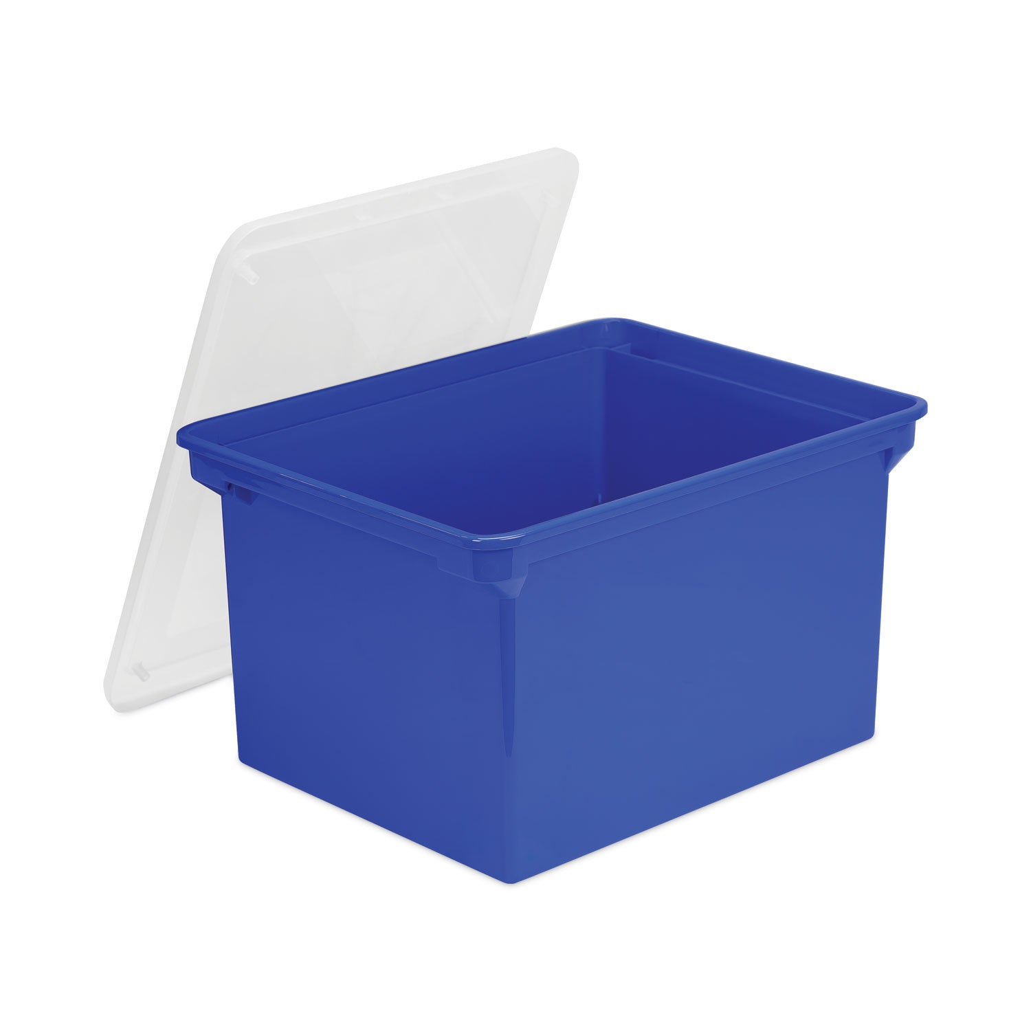 Plastic File Tote, Letter/Legal Files, 18.5" x 14.25" x 10.88", Blue/Clear -