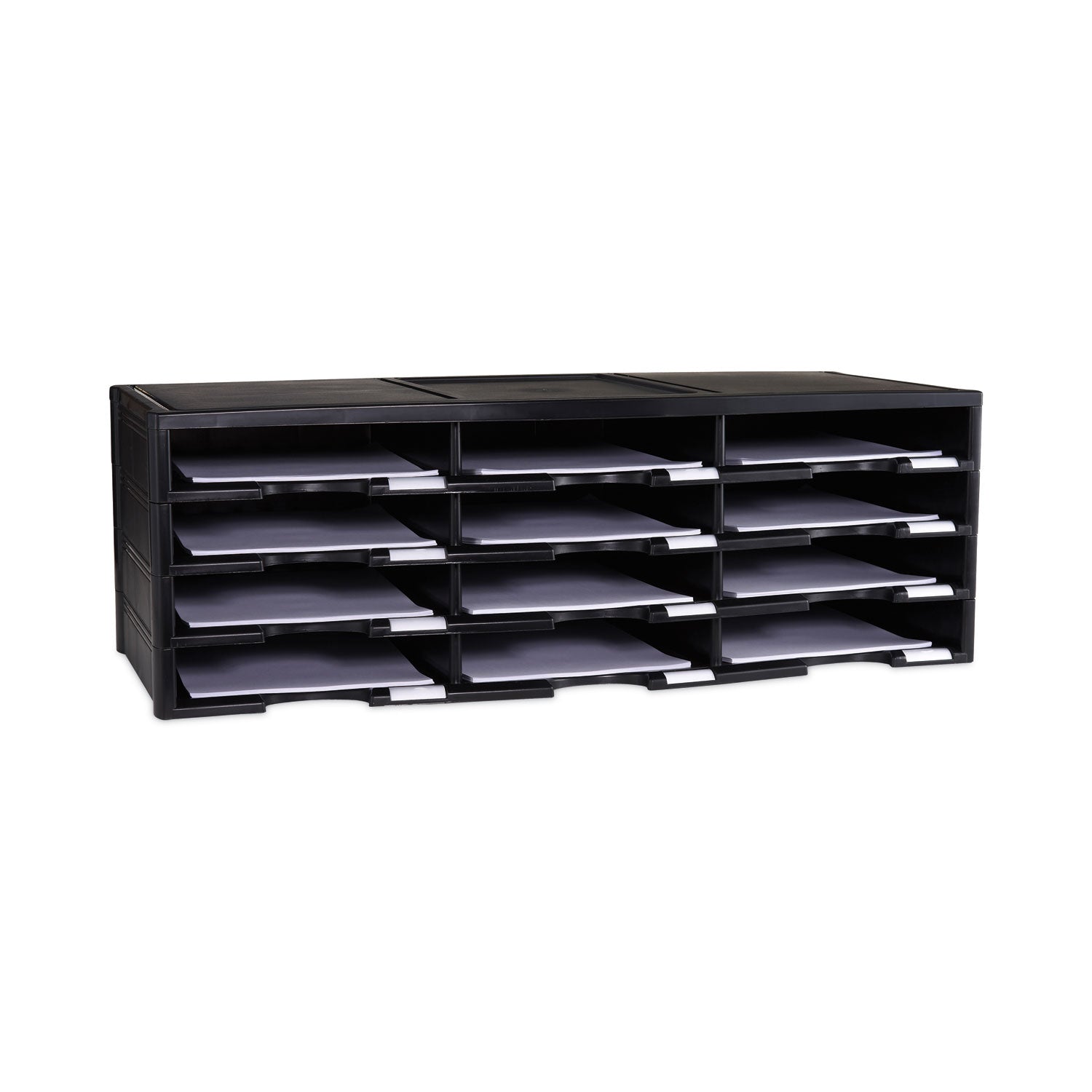 Storex Literature Organizer, 12 Compartments, 10.63 x 13.3 x 31.4, Black -