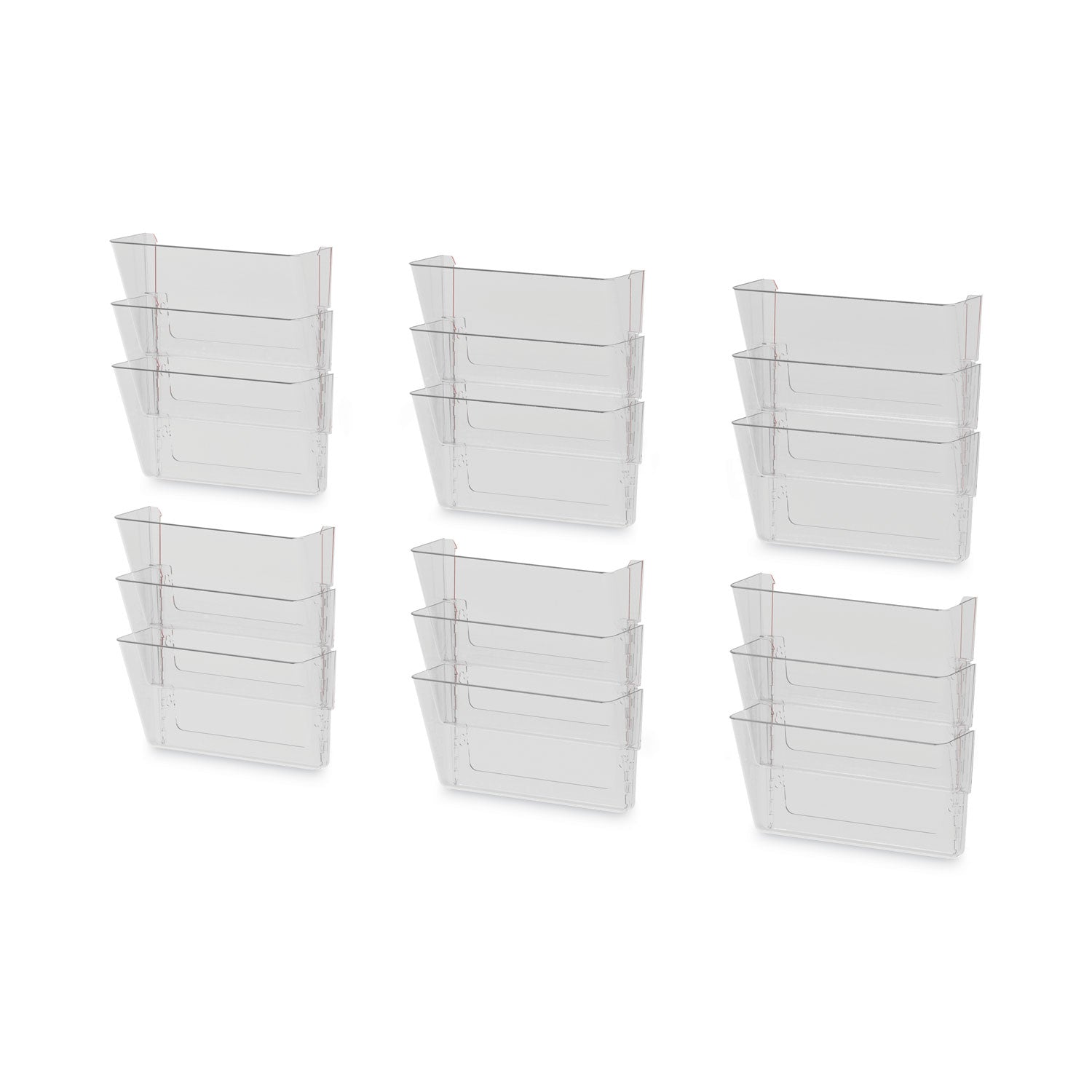 Wall File, 3 Sections, Legal Size 16" x 4" x 14", Clear, 3/Set -