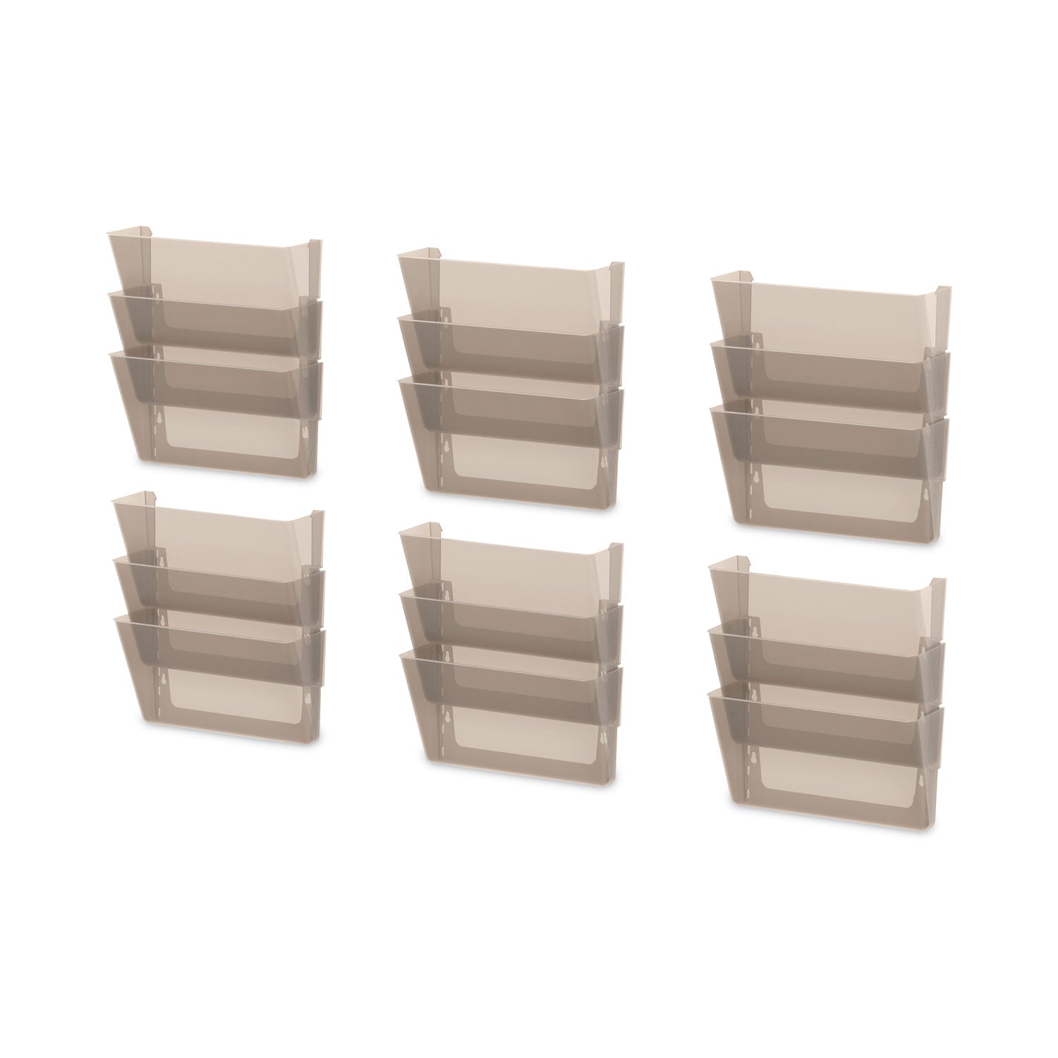 Wall File, 3 Sections, Letter Size, 13" x 4" x 14", Smoke, 3/Set -