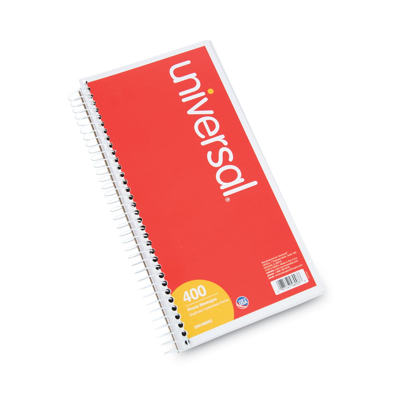 Wirebound Message Books, Two-Part Carbonless, 5 x 2.75, 4 Forms/Sheet, 400 Forms Total -
