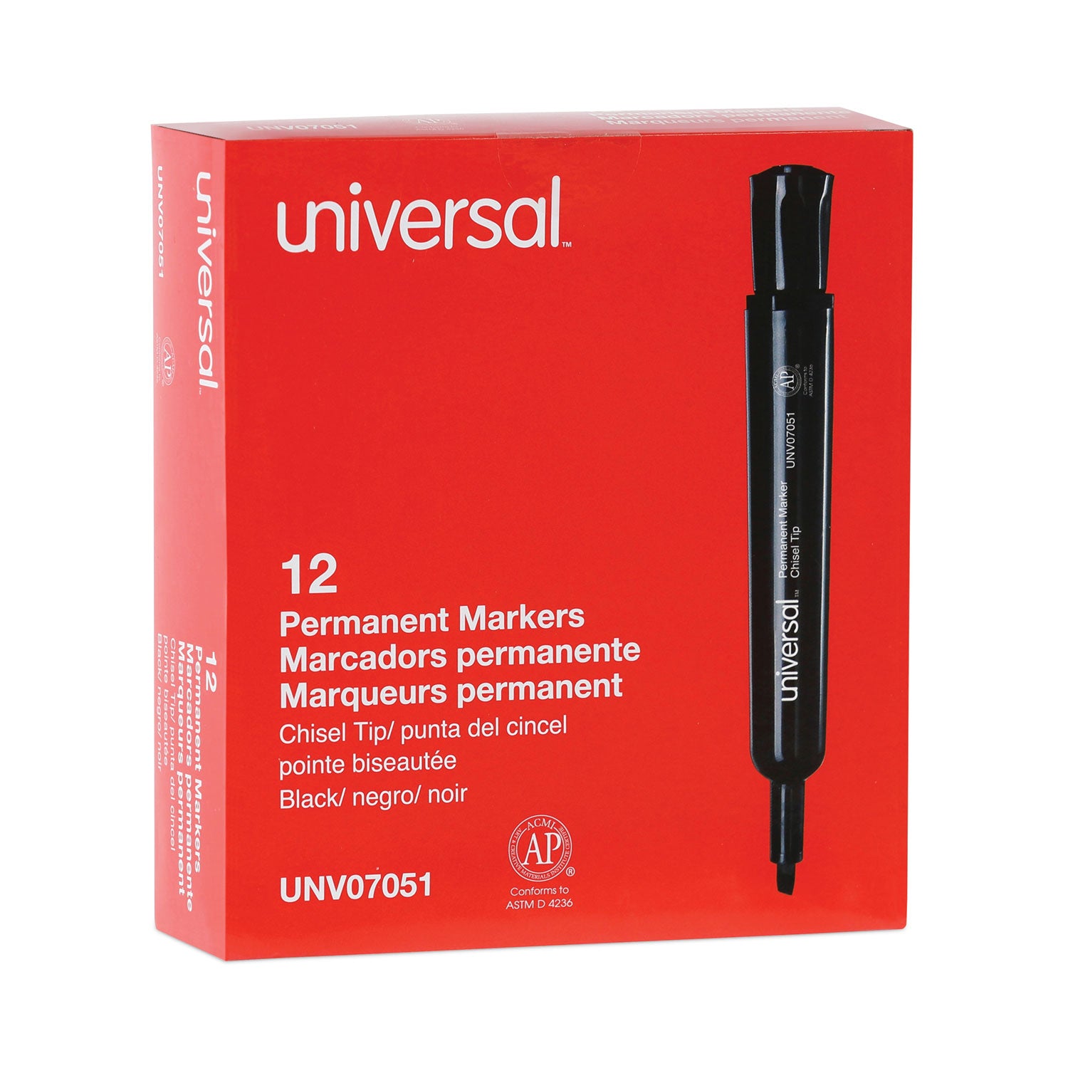 Chisel Tip Permanent Marker, Broad Chisel Tip, Black, Dozen -