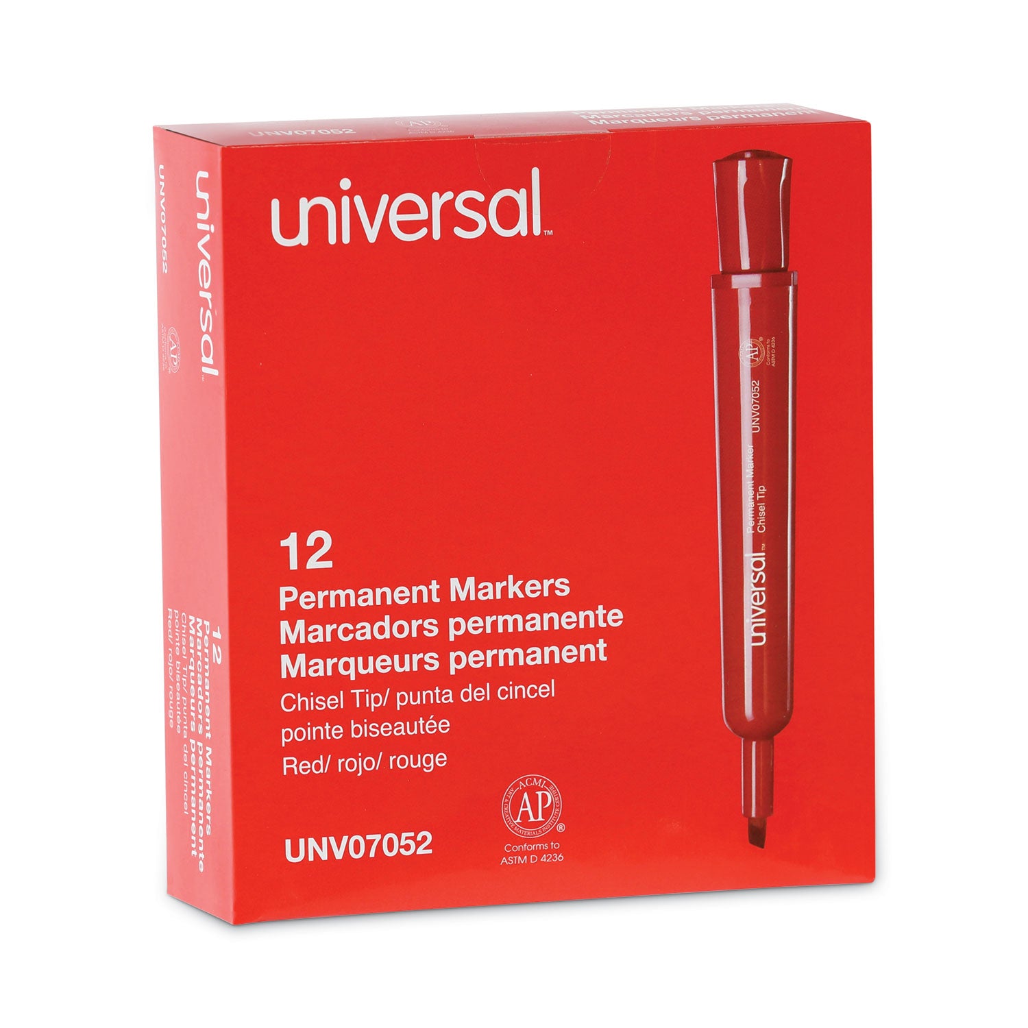 Chisel Tip Permanent Marker, Broad Chisel Tip, Red, Dozen -