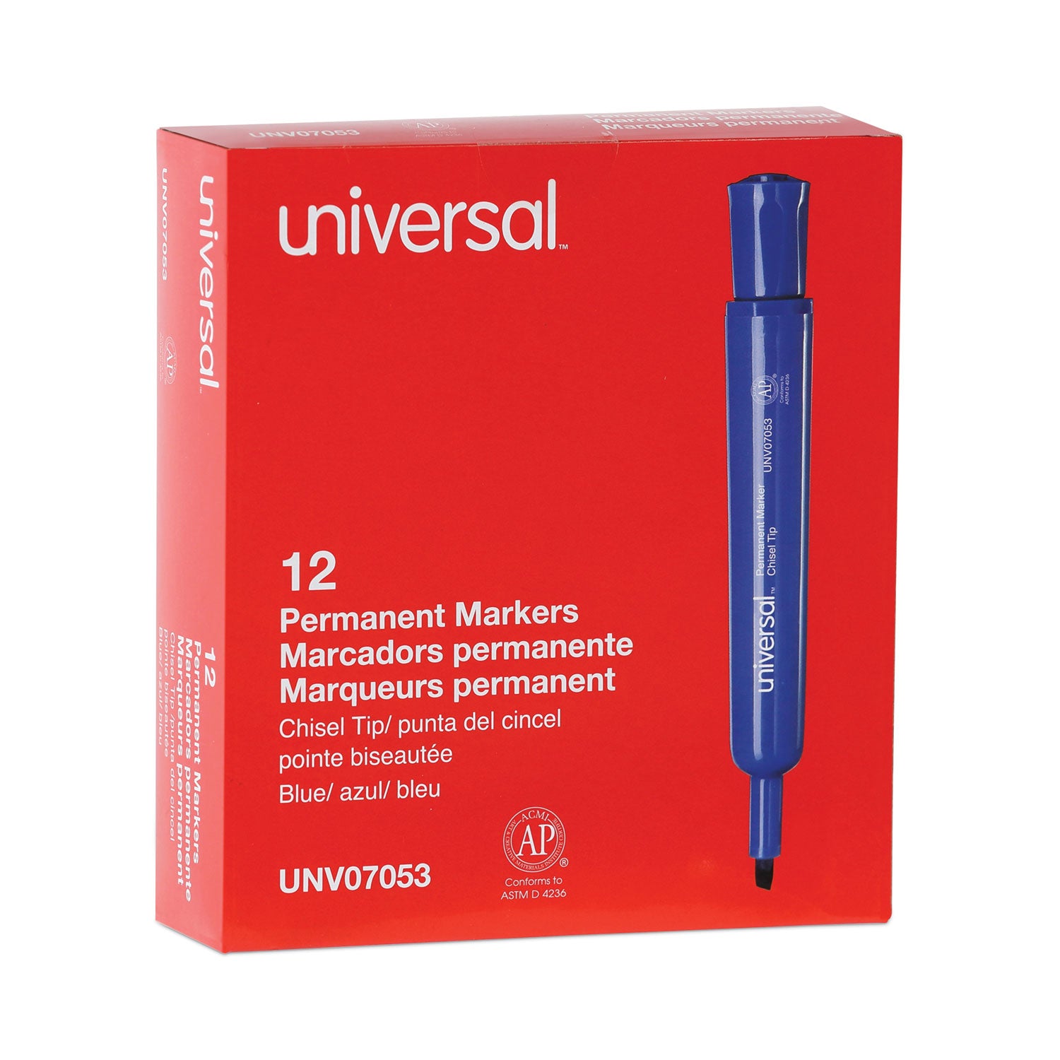 Chisel Tip Permanent Marker, Broad Chisel Tip, Blue, Dozen -