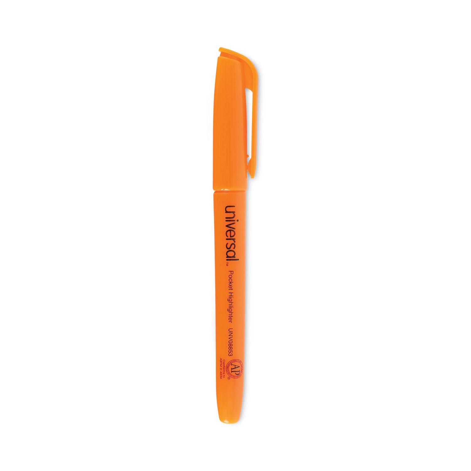 Pocket Highlighters, Fluorescent Orange Ink, Chisel Tip, Orange Barrel, Dozen -