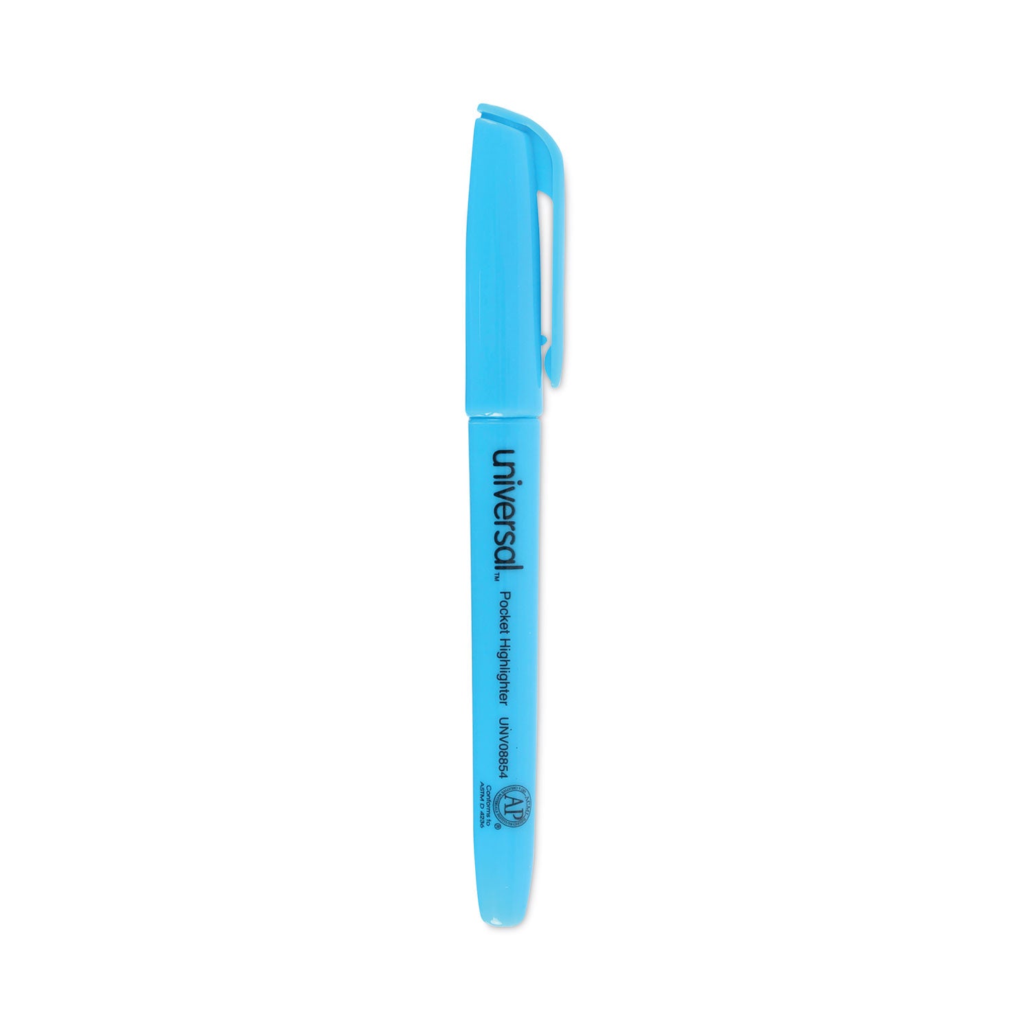Pocket Highlighters, Fluorescent Blue Ink, Chisel Tip, Blue Barrel, Dozen -