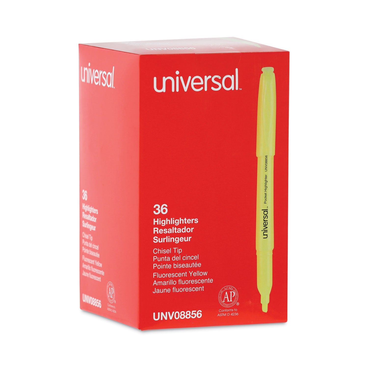 pocket-highlighter-value-pack-fluorescent-yellow-ink-chisel-tip-yellow-barrel-36-pack_unv08856 - 2
