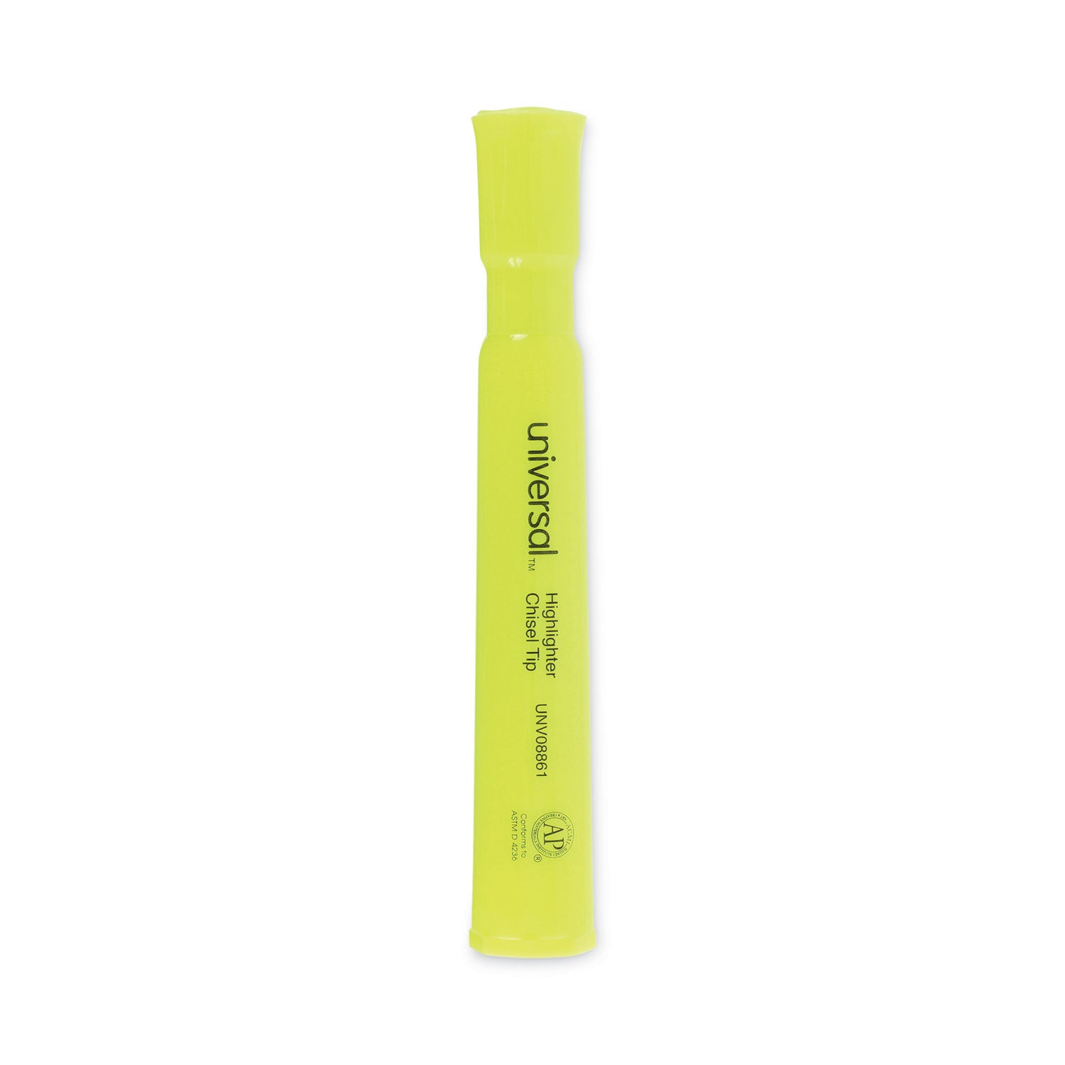 Desk Highlighters, Fluorescent Yellow Ink, Chisel Tip, Yellow Barrel, Dozen -