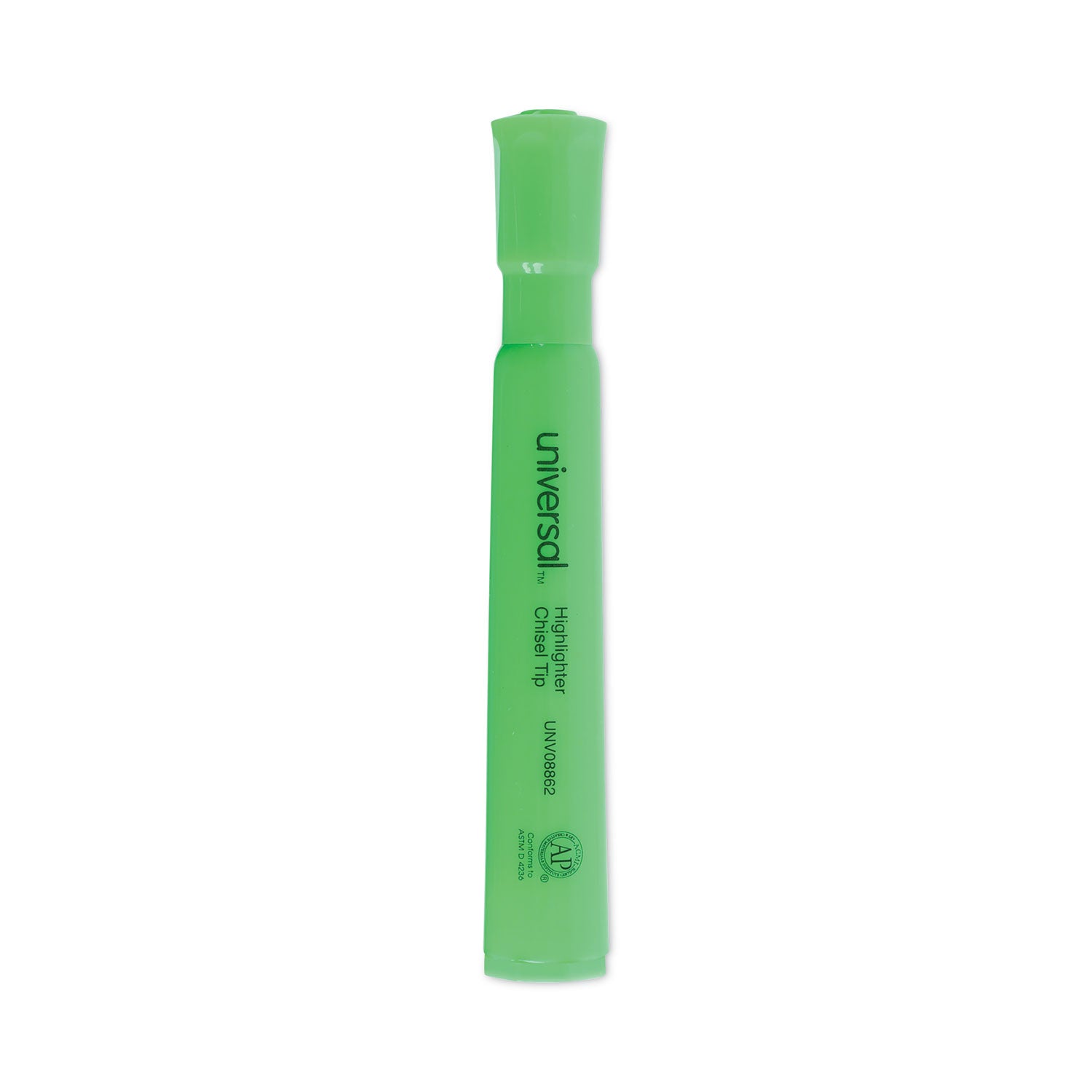 Desk Highlighters, Fluorescent Green Ink, Chisel Tip, Green Barrel, Dozen -