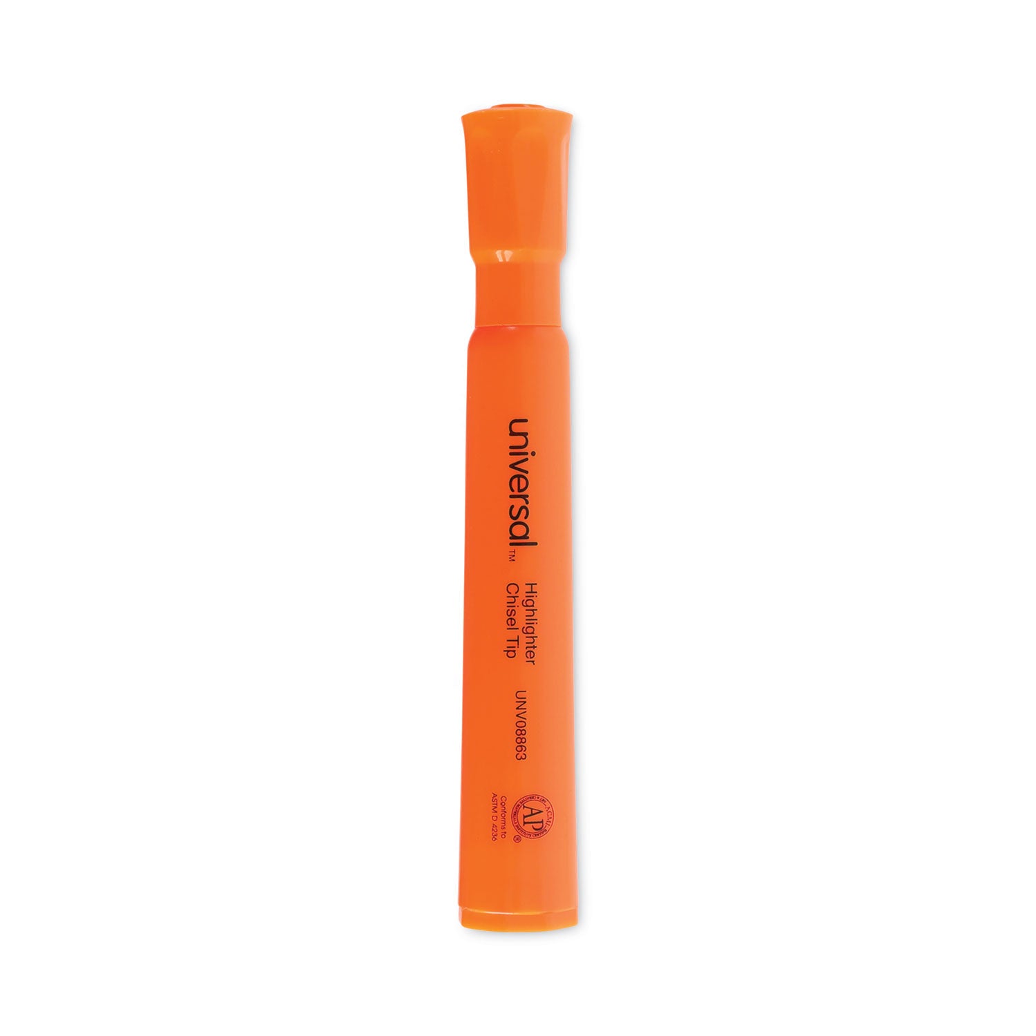 Desk Highlighters, Fluorescent Orange Ink, Chisel Tip, Orange Barrel, Dozen -