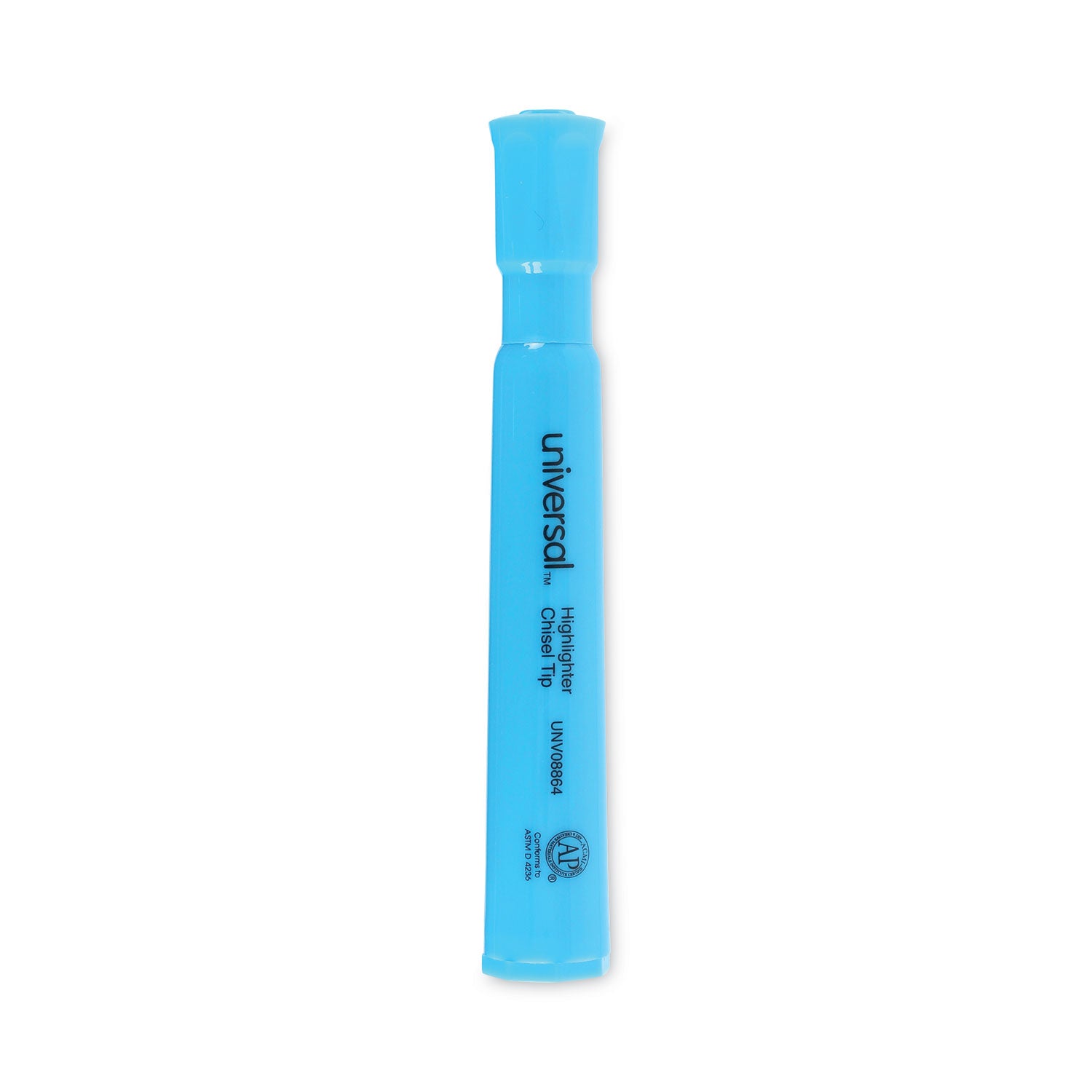 Desk Highlighters, Fluorescent Blue Ink, Chisel Tip, Blue Barrel, Dozen -