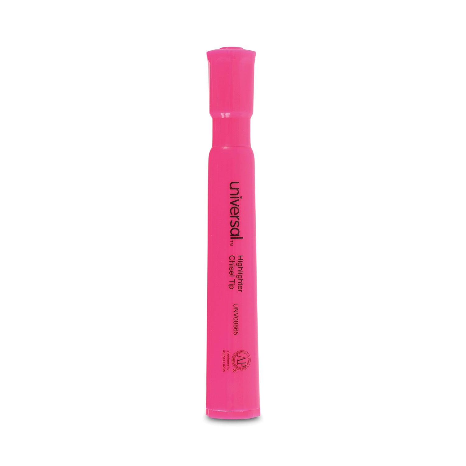 Desk Highlighters, Fluorescent Pink Ink, Chisel Tip, Pink Barrel, Dozen -