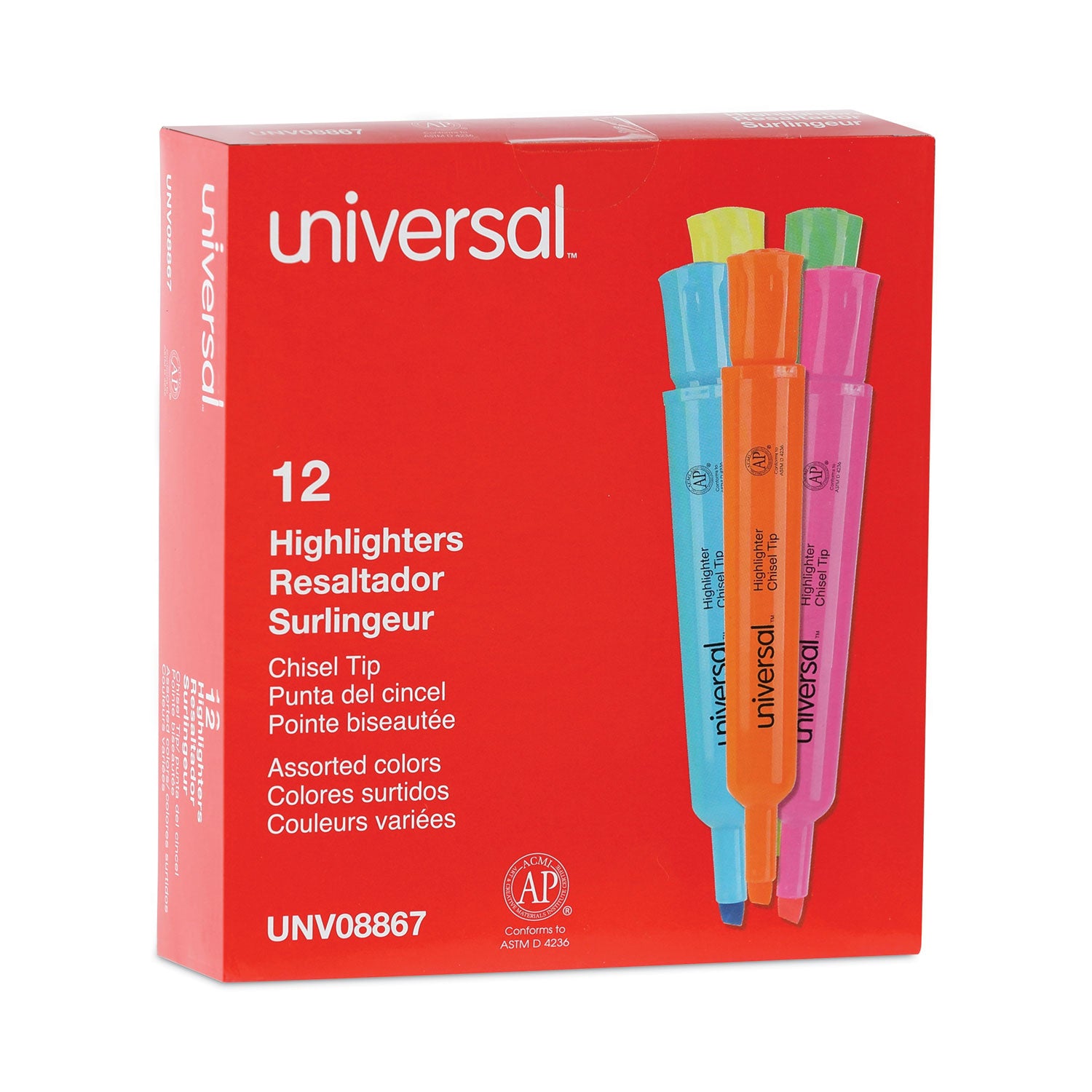 desk-highlighters-assorted-ink-colors-chisel-tip-assorted-barrel-colors-dozen_unv08867 - 2