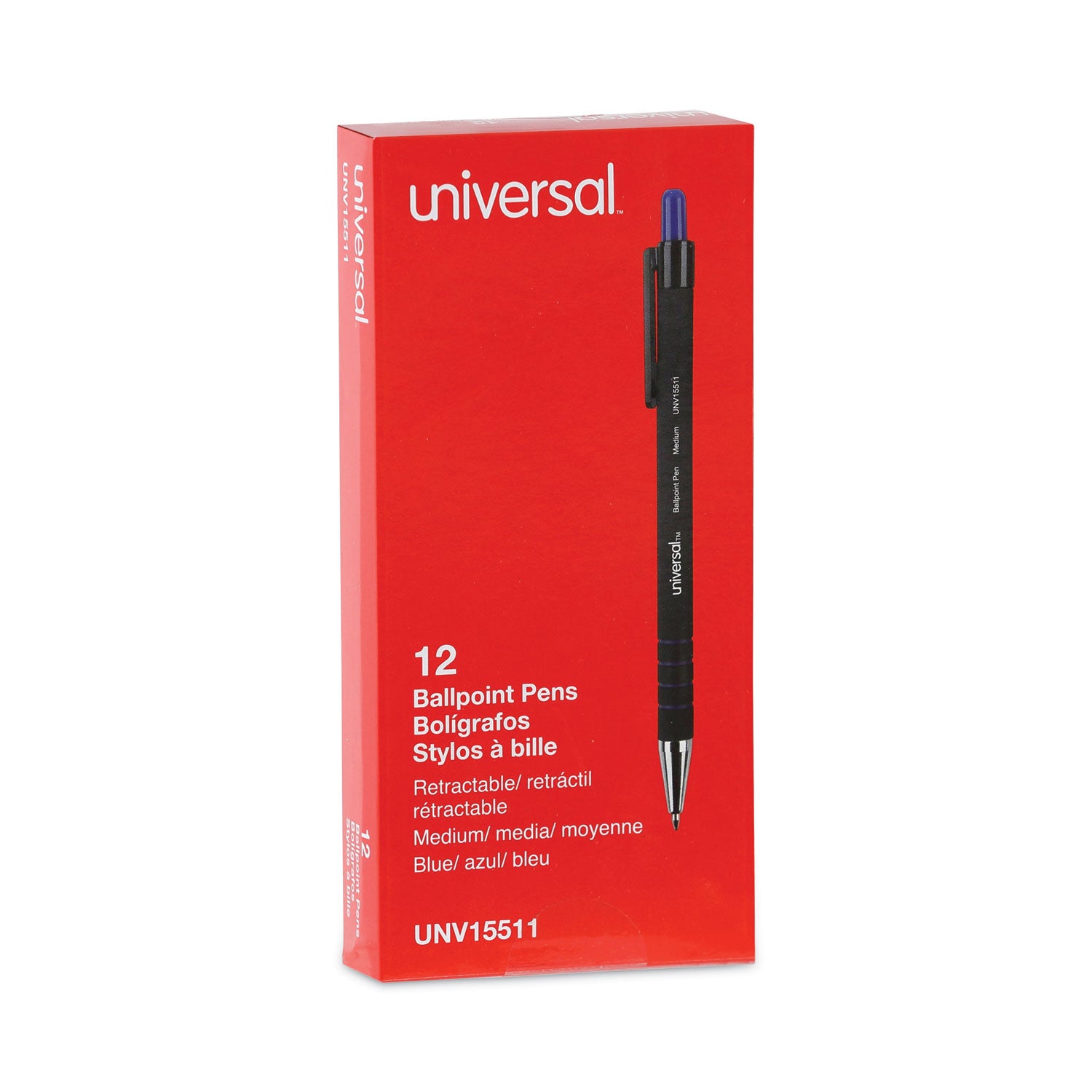 Ballpoint Pen, Retractable, Medium 1 mm, Blue Ink, Blue Barrel, Dozen -