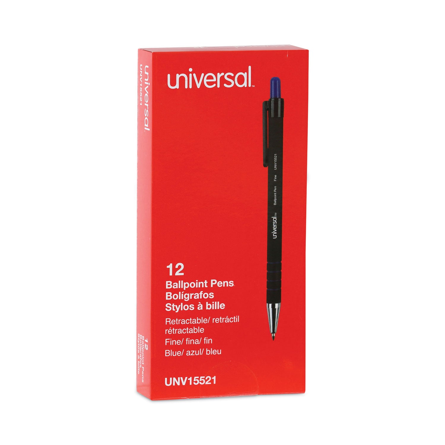 Ballpoint Pen, Retractable, Fine 0.7 mm, Blue Ink, Blue Barrel, Dozen -