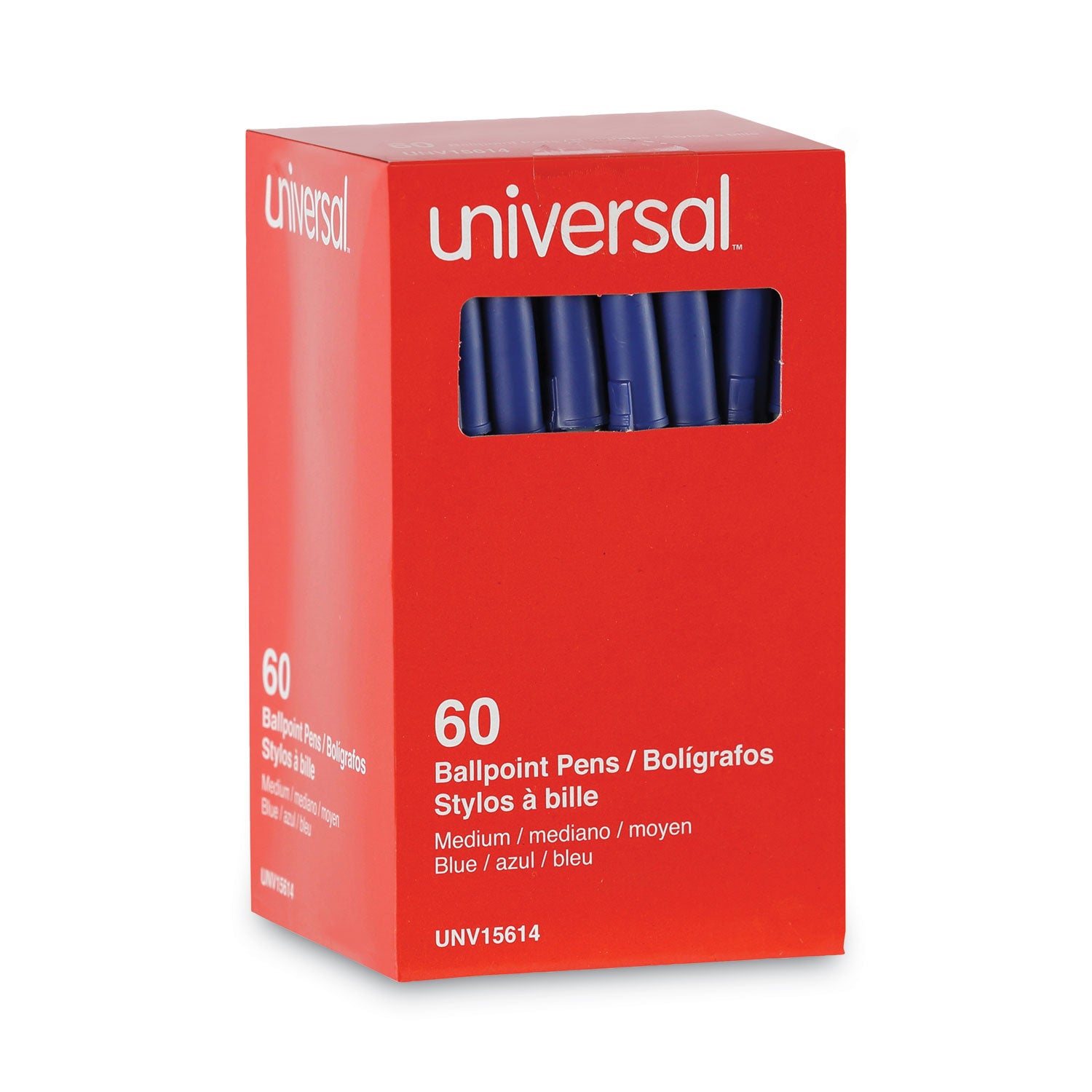 Ballpoint Pen Value Pack, Stick, Medium 1 mm, Blue Ink, Gray/Blue Barrel, 60/Pack -
