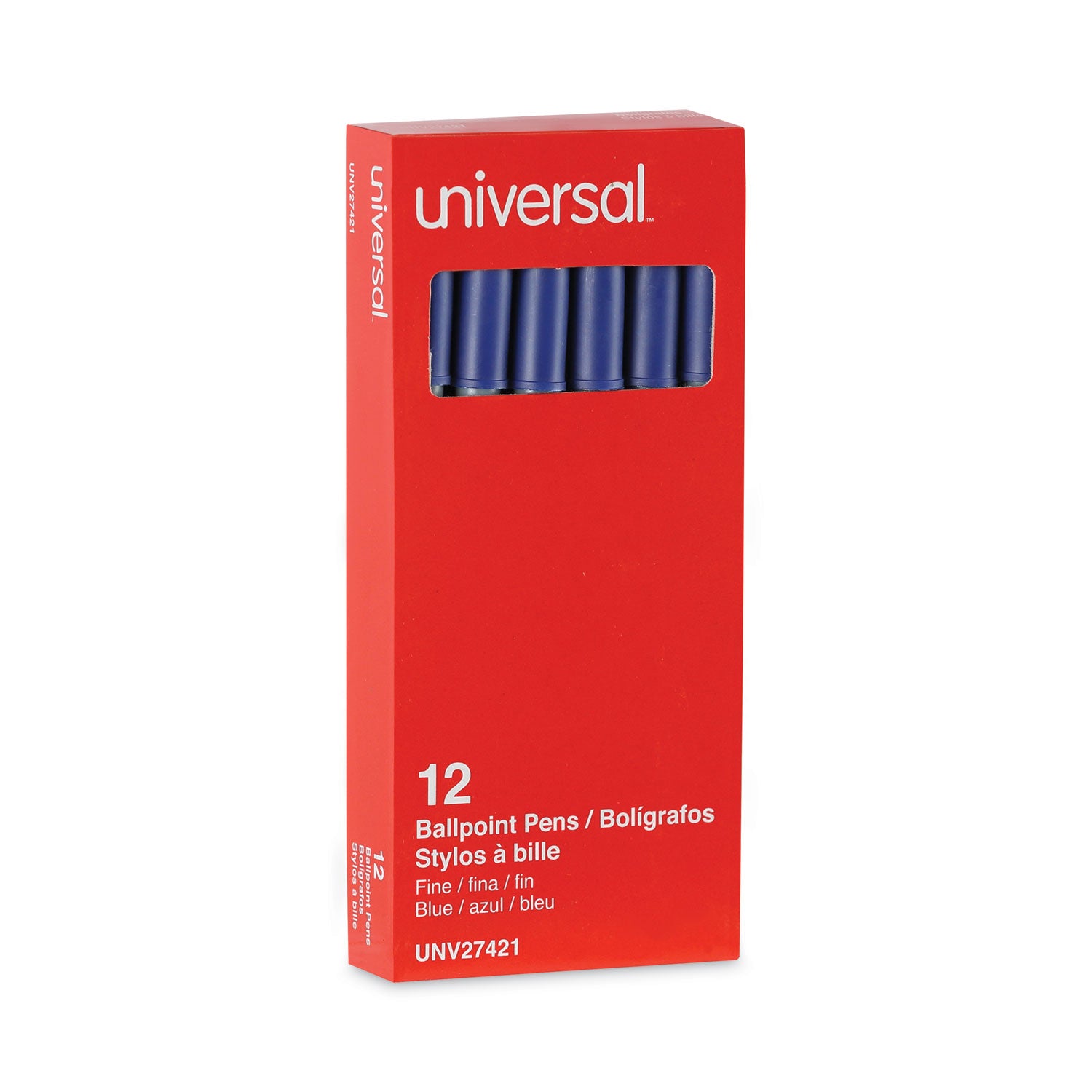 Ballpoint Pen, Stick, Fine 0.7 mm, Blue Ink, Gray/Blue Barrel, Dozen -