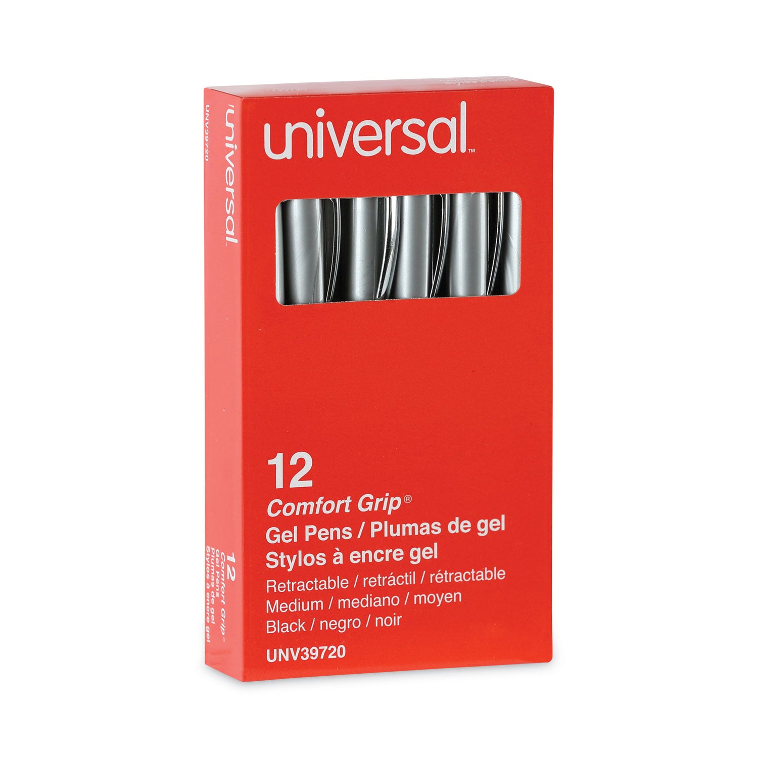 comfort-grip-gel-pen-retractable-medium-07-mm-black-ink-gray-black-silver-barrel-dozen_unv39720 - 2