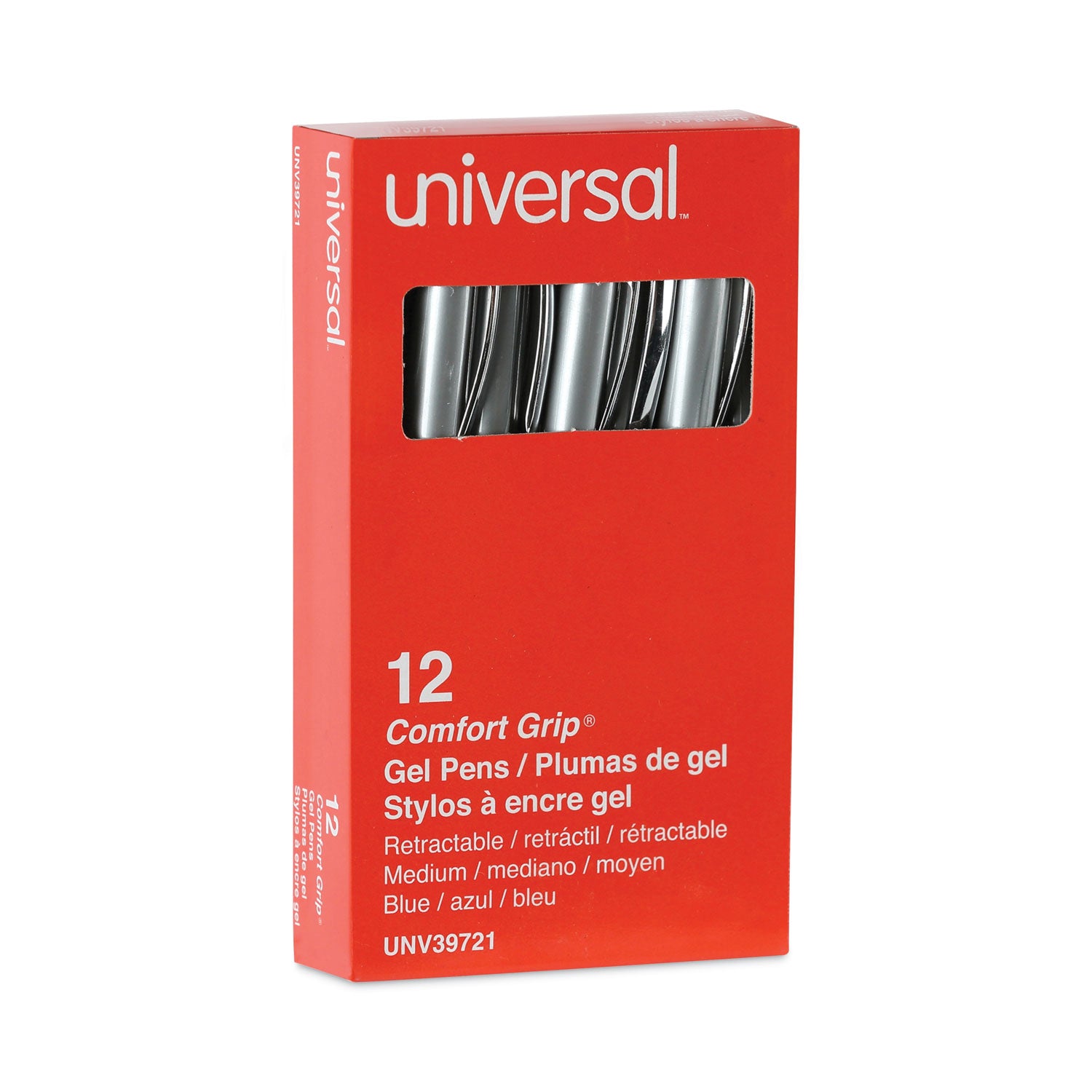 comfort-grip-gel-pen-retractable-medium-07-mm-blue-ink-gray-blue-silver-barrel-dozen_unv39721 - 2