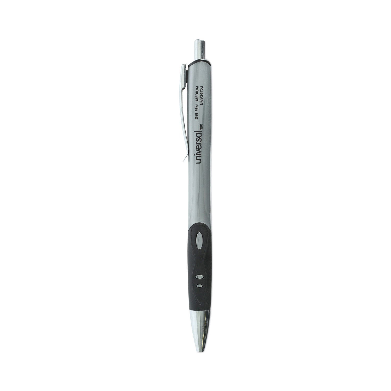 comfort-grip-gel-pen-retractable-medium-07-mm-black-ink-gray-black-silver-barrel-36-pack_unv39724 - 1