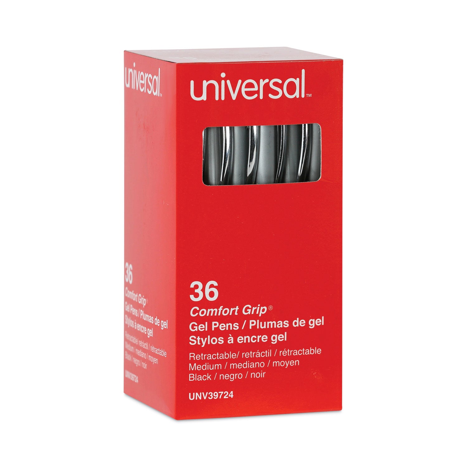 comfort-grip-gel-pen-retractable-medium-07-mm-black-ink-gray-black-silver-barrel-36-pack_unv39724 - 2