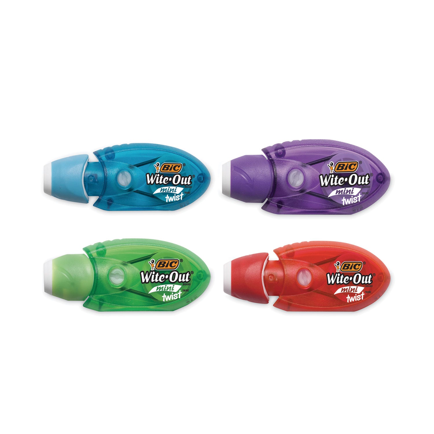 Wite-Out Mini Twist Correction Tape, Non-Refillable, Blue/Fuchsia Applicators 0.2" x 314", 2/Pack -