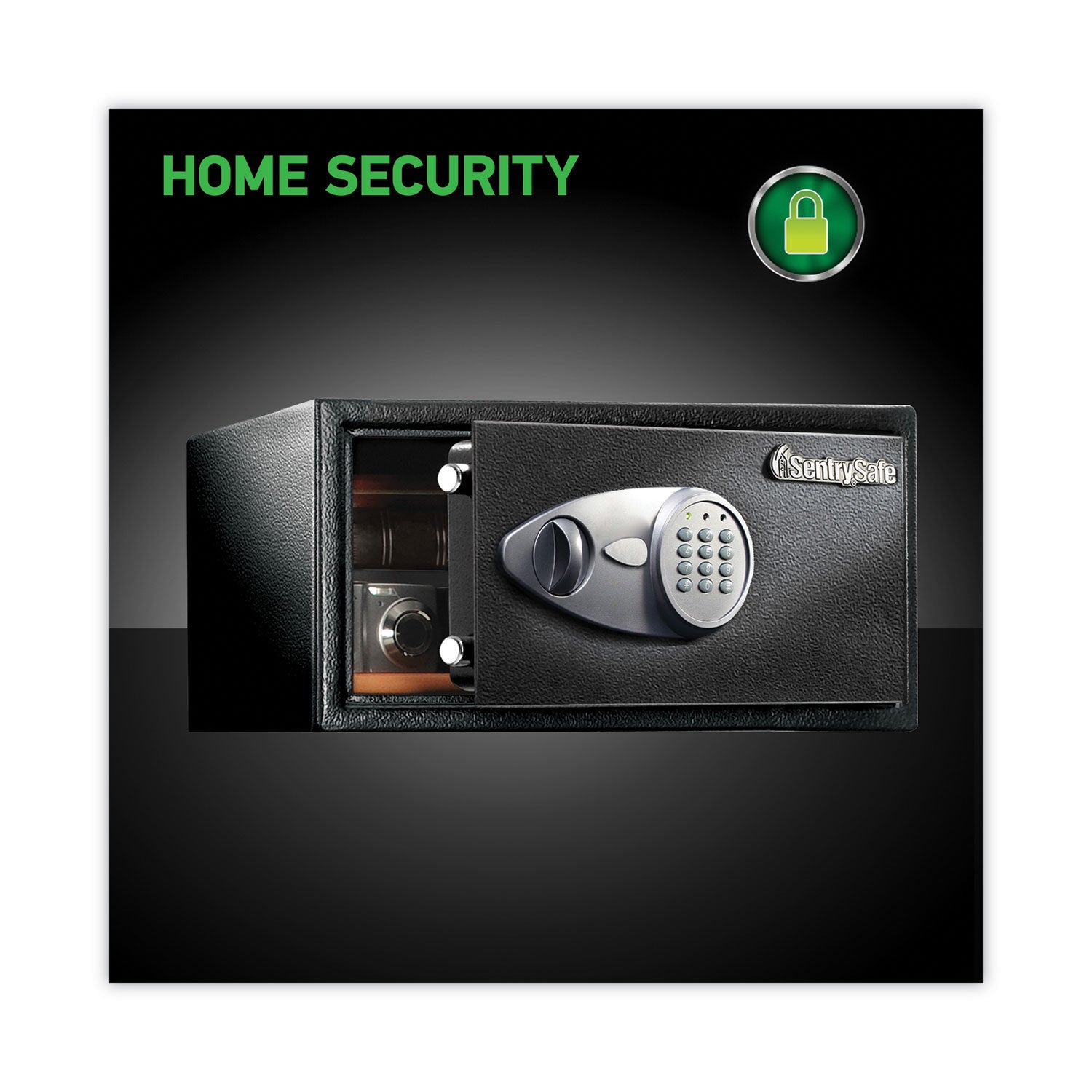 Electronic Lock Security Safe, 1 cu ft, 16.94w x 14.56d x 8.88h, Black -