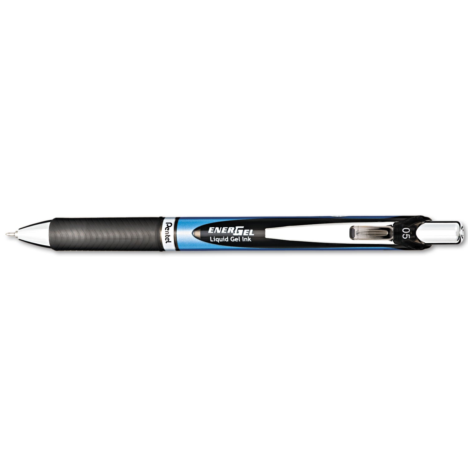 EnerGel RTX Gel Pen, Retractable, Fine 0.5 mm Needle Tip, Black Ink, Black/Blue Barrel -