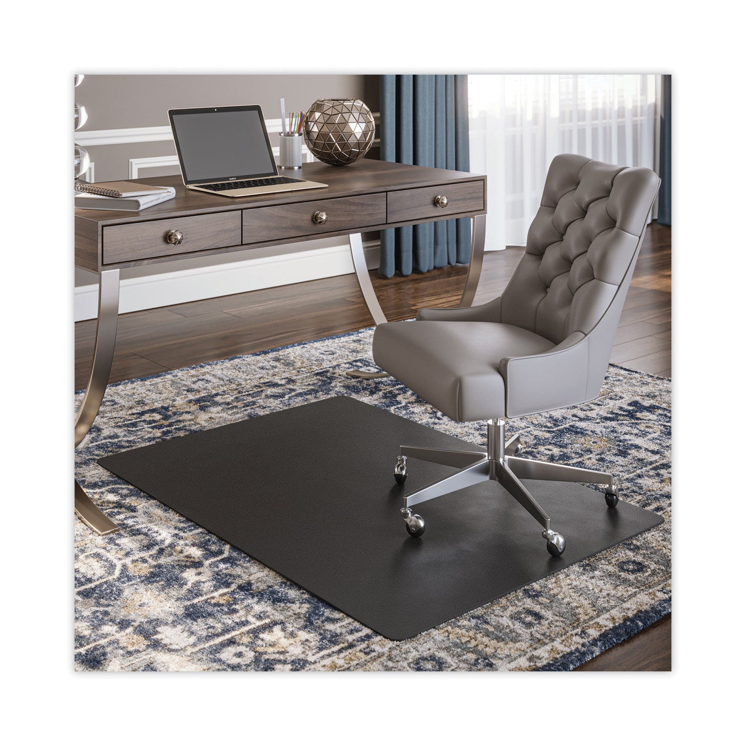 SuperMat Frequent Use Chair Mat for Medium Pile Carpet, 45 x 53, Rectangular, Black -