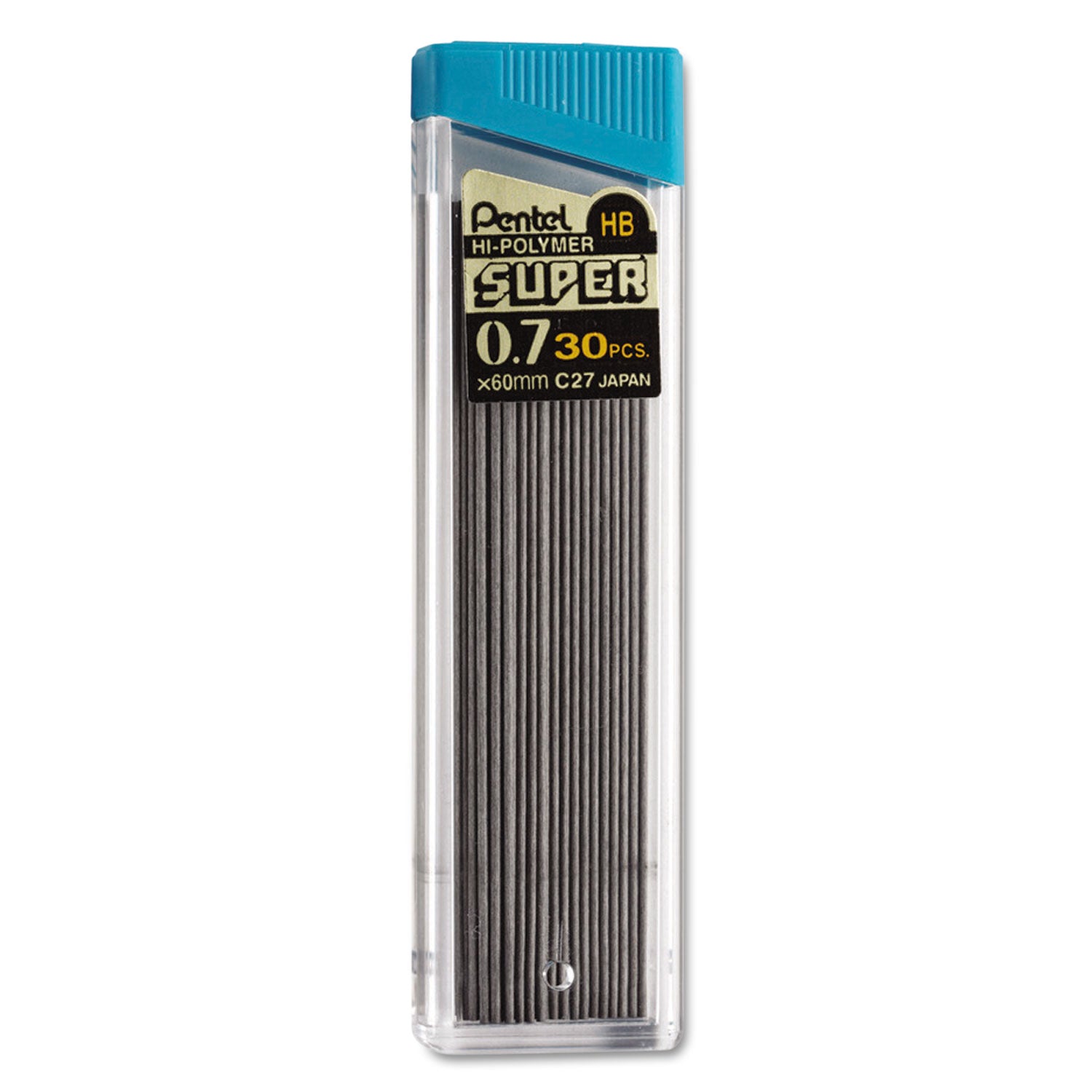 Super Hi-Polymer Lead Refills, 0.7 mm, HB, Black, 30/Tube -